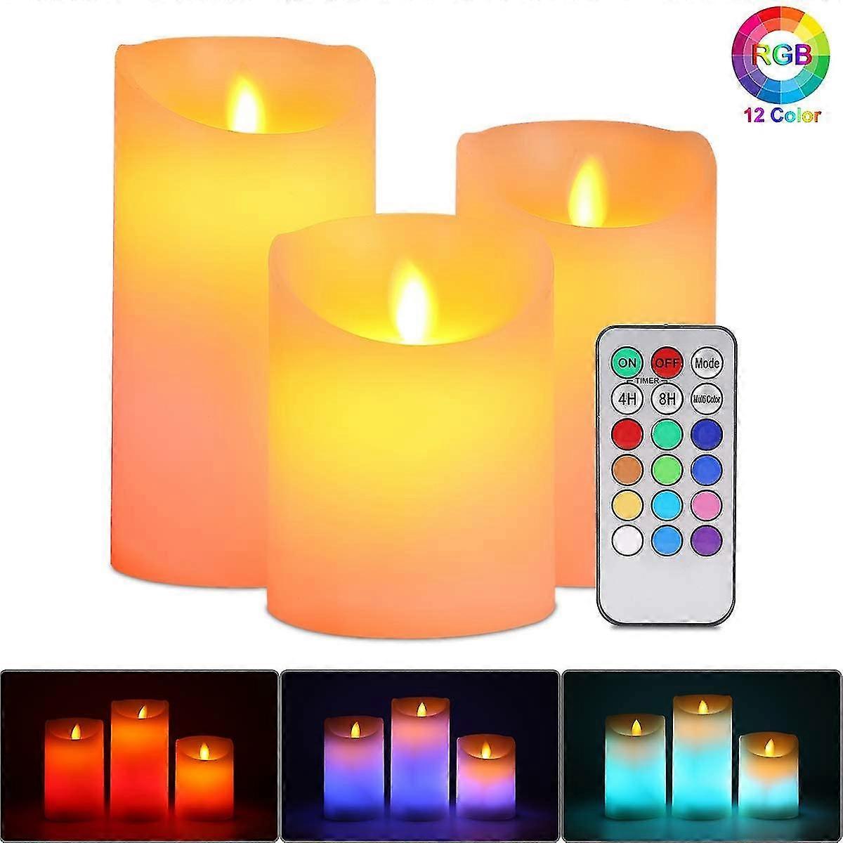 Bougies Led sans flamme, Bougies en trois parties, Warmxhesse et Multicolore, Télécommande de batterie pour Xhosts, Pâques et mariages