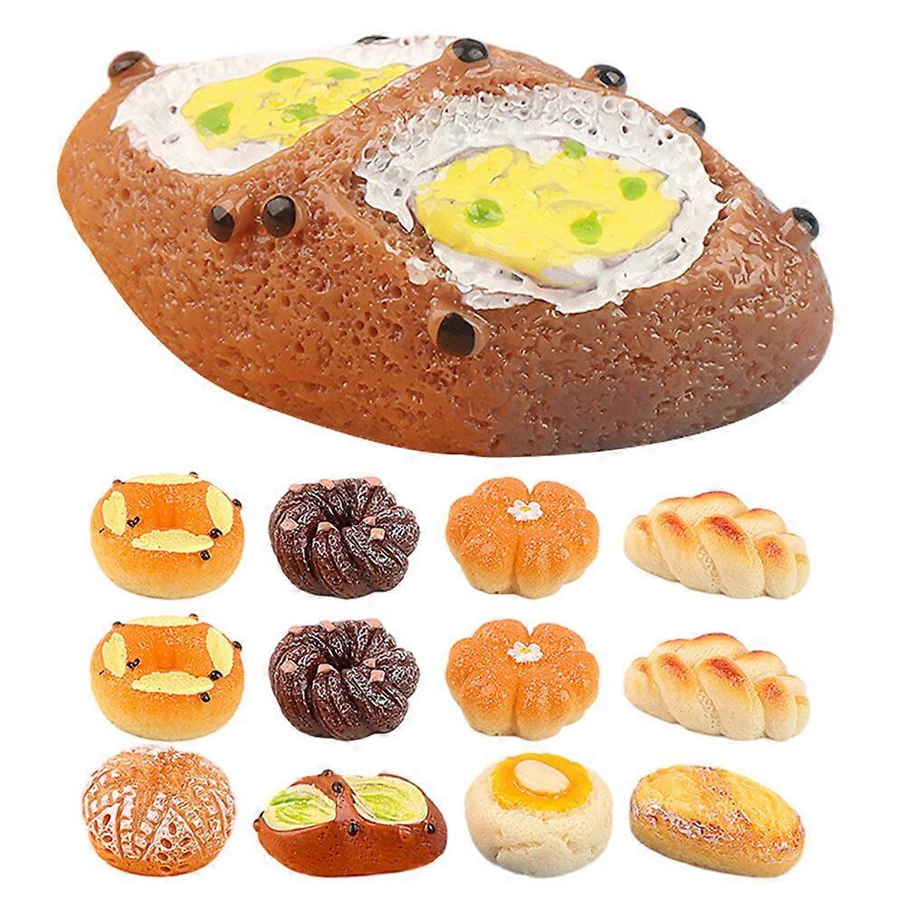 18pcs Miniatur Simulation Brot Harz Bäckerei Brot Mini Haus Brot Dekoration Zubehör