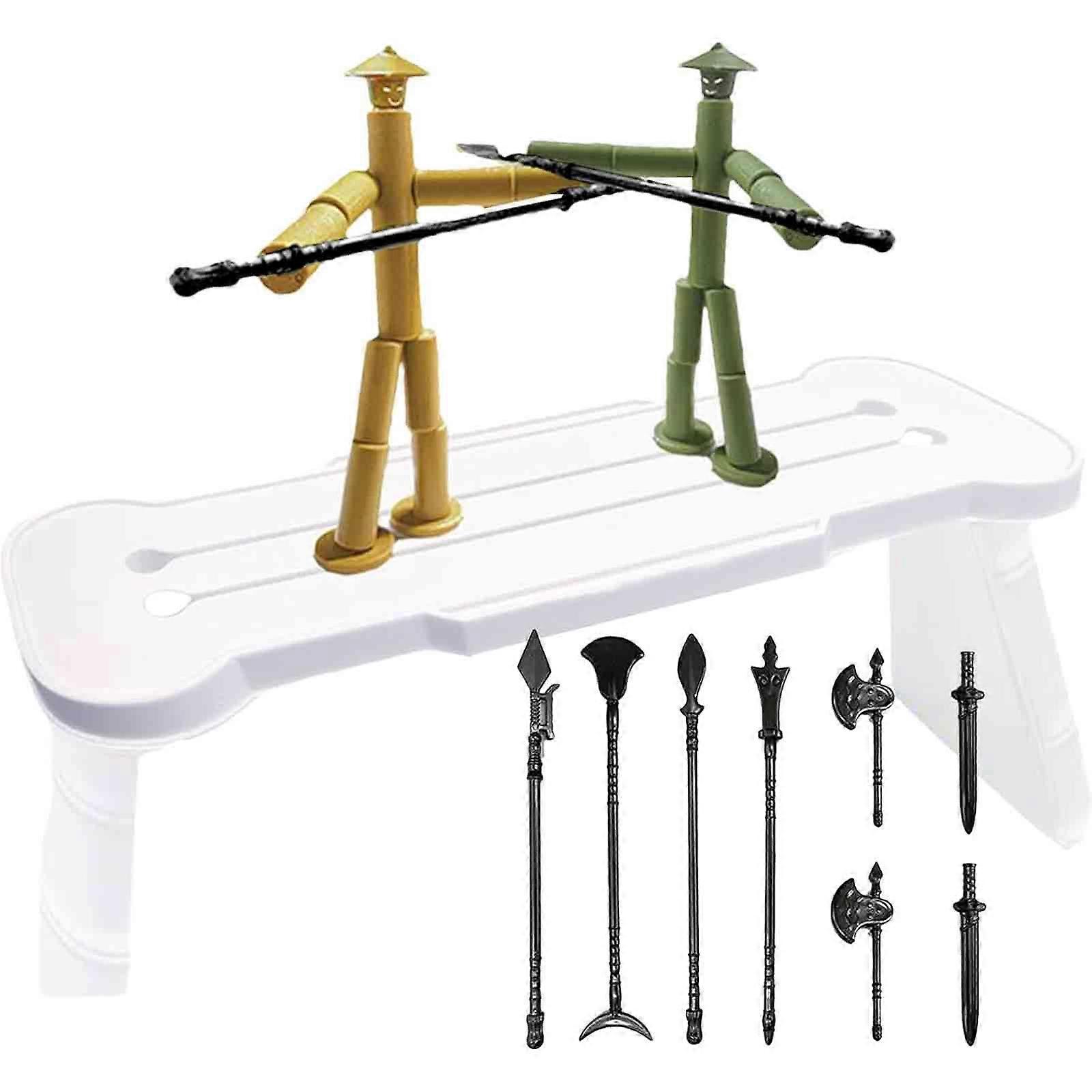 Battle Game, Bamboo Man Battle, Bamboo Crafted Toys, 2 Player Fighter Game, Punching Whack Man Battle Bots Arena Adult Party Games for Groups