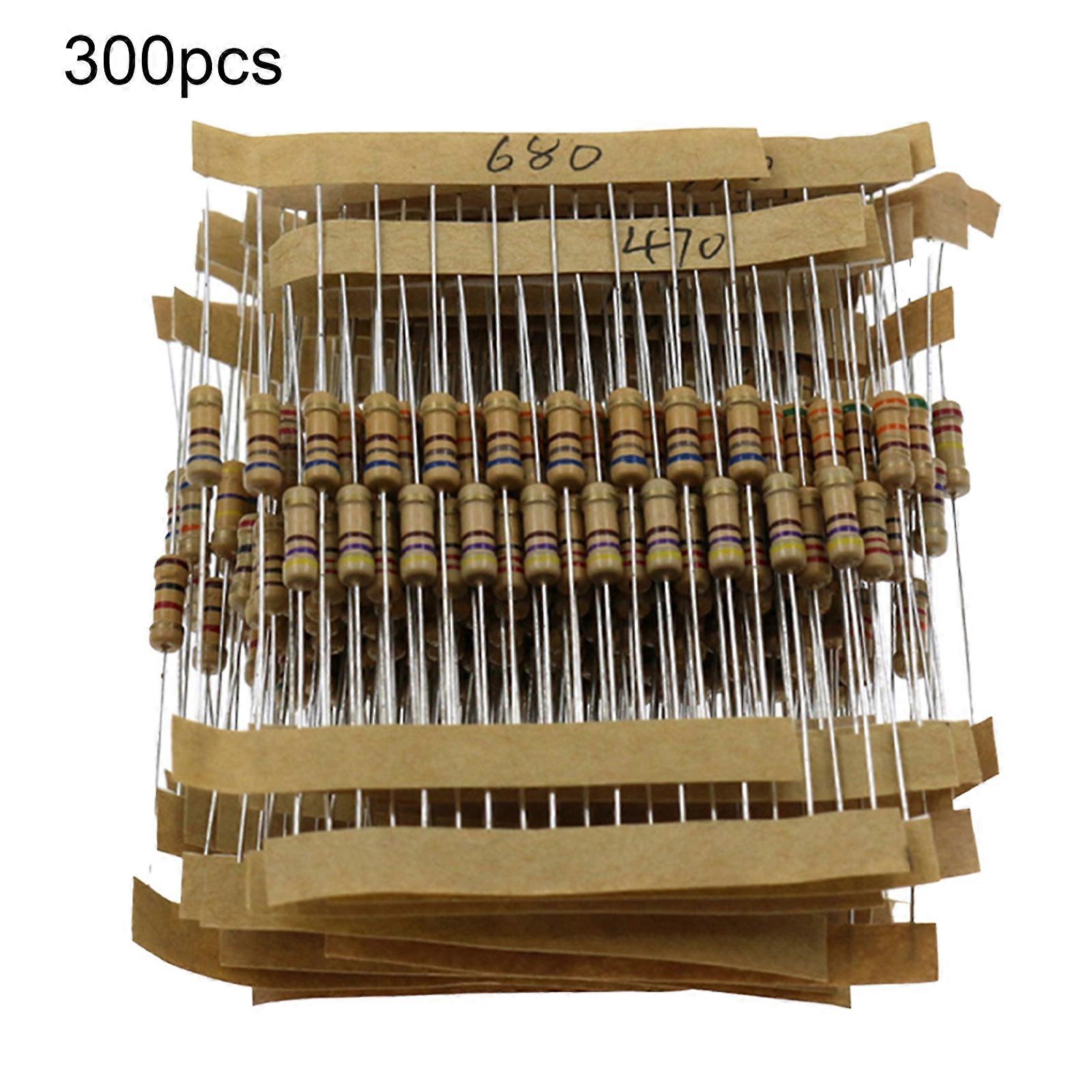 300Pcs Resistors Easy to Install Universal Wide Application Electronic Film Resistors for Product Development