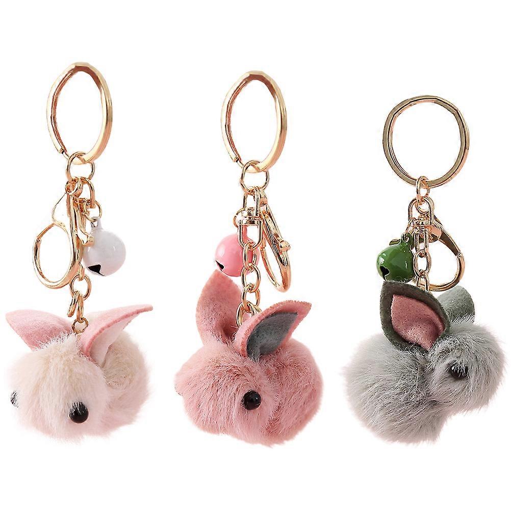 3pcs Lovely Rabbit Keychain Cartoon Bag Pendant Hanging Ornament (Random Color)