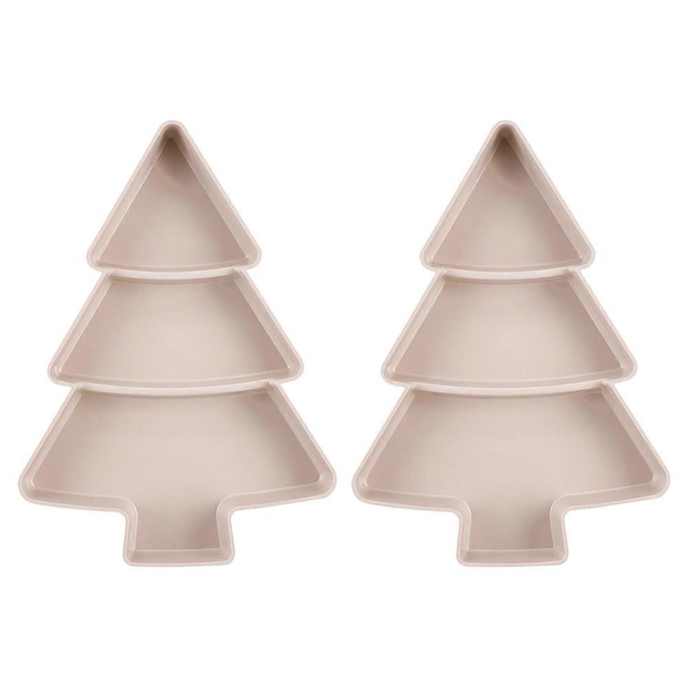 2Pcs Multifunction Christmas Tree Shape Fruit Plates Plastic Candy Snack Trays