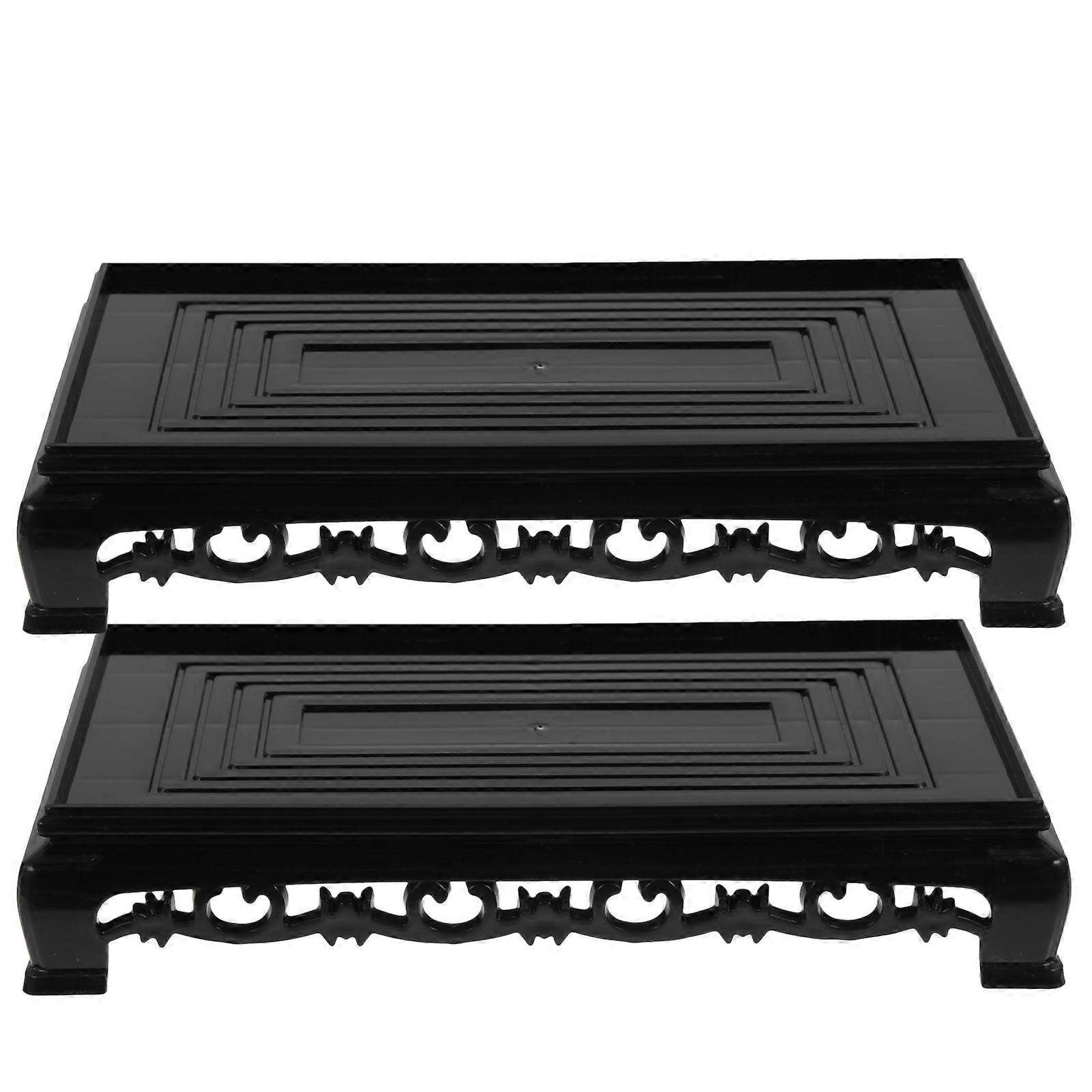 2pcs Plastic Potted Flower Plant Riser Plant Stand Rectangular Display Shelf for Crafts Vases Fish Bowl
