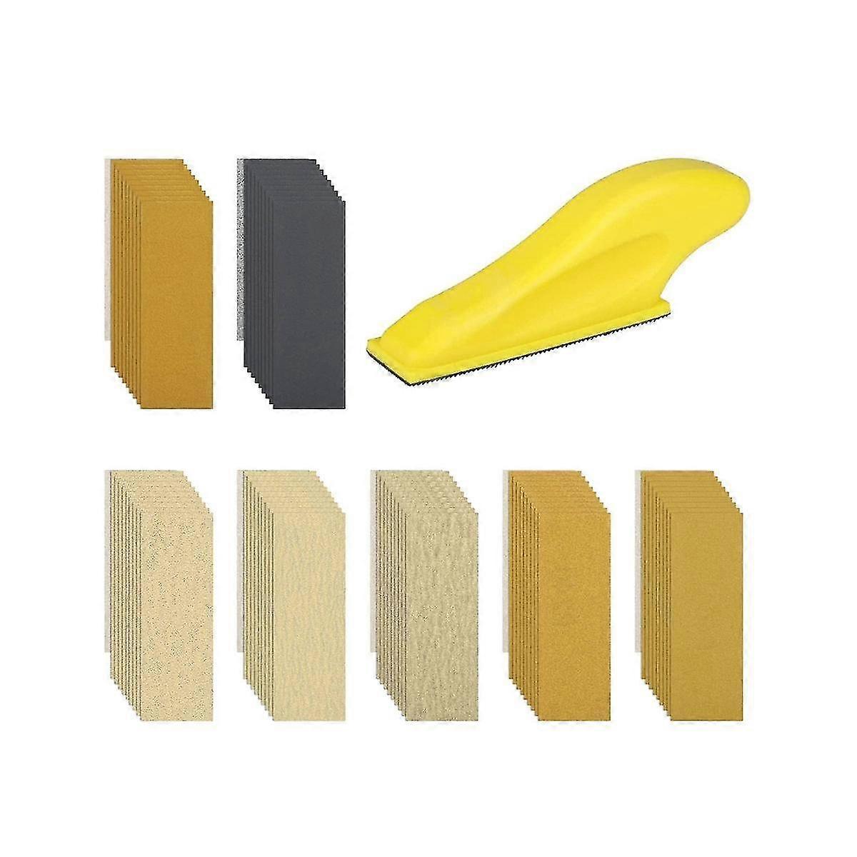 Sander Tool Mini Detail Hand Sanding Tool For Small Projects, With 70pcs Sand Paper-grit 80 120 180