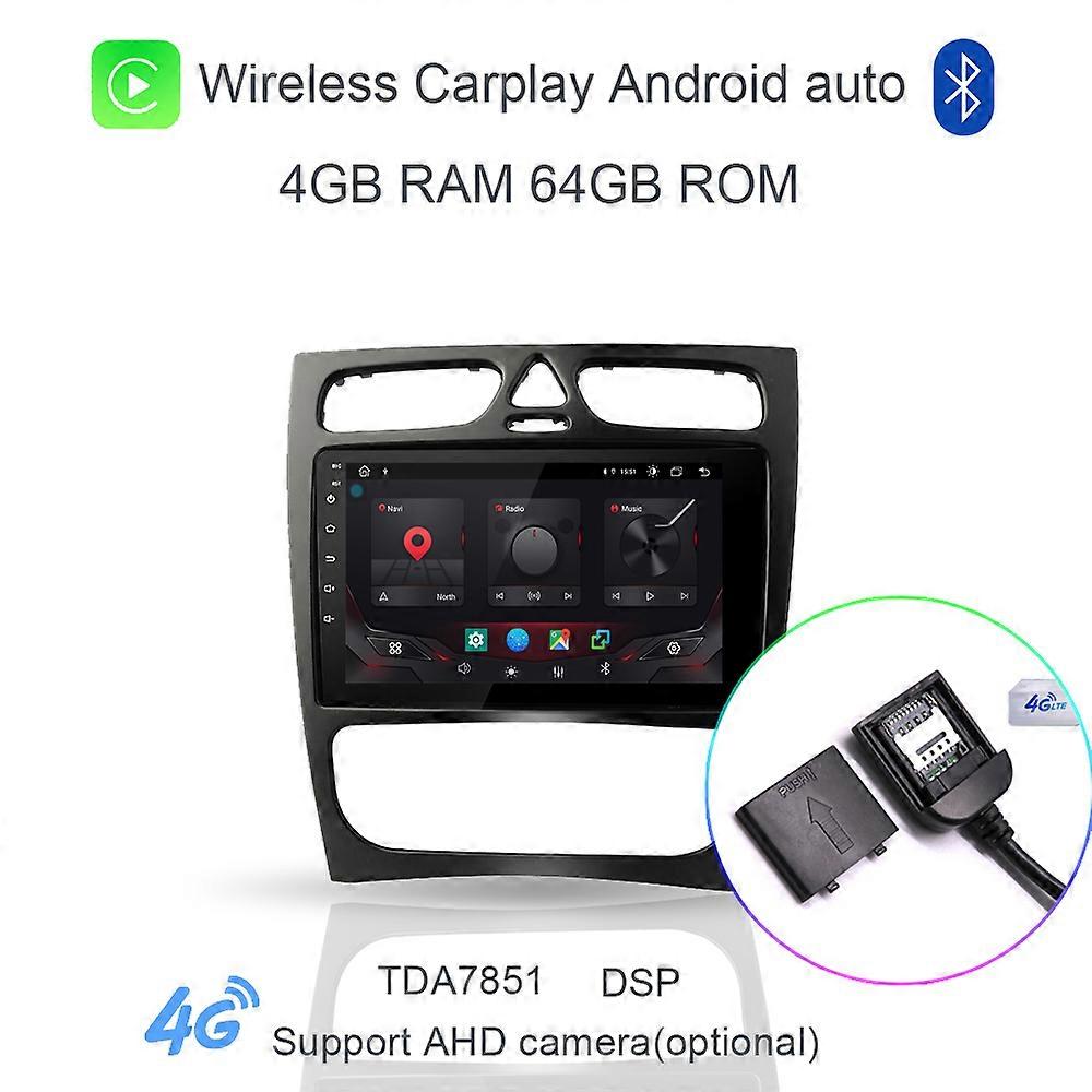 Carplay 9" IPS DSP Android 12.0 8Core 8G+128G Car DVD Player GPS Map WIFI Bluetooth Radio For Benz W209 W203 W210 W168 1998-2005