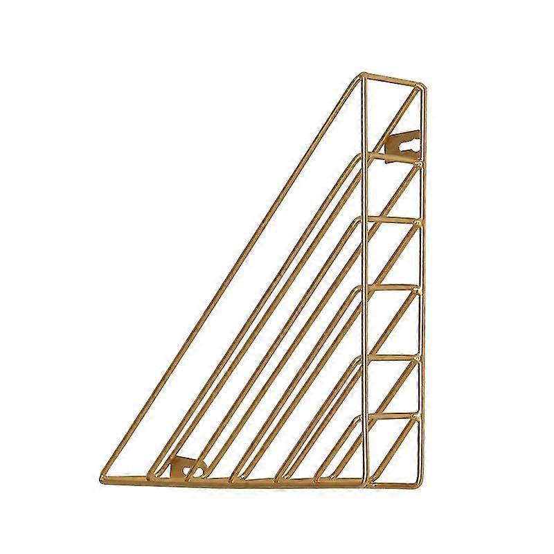 1pcs Gold Office Wall Mounted Triangular Display Bookshelf