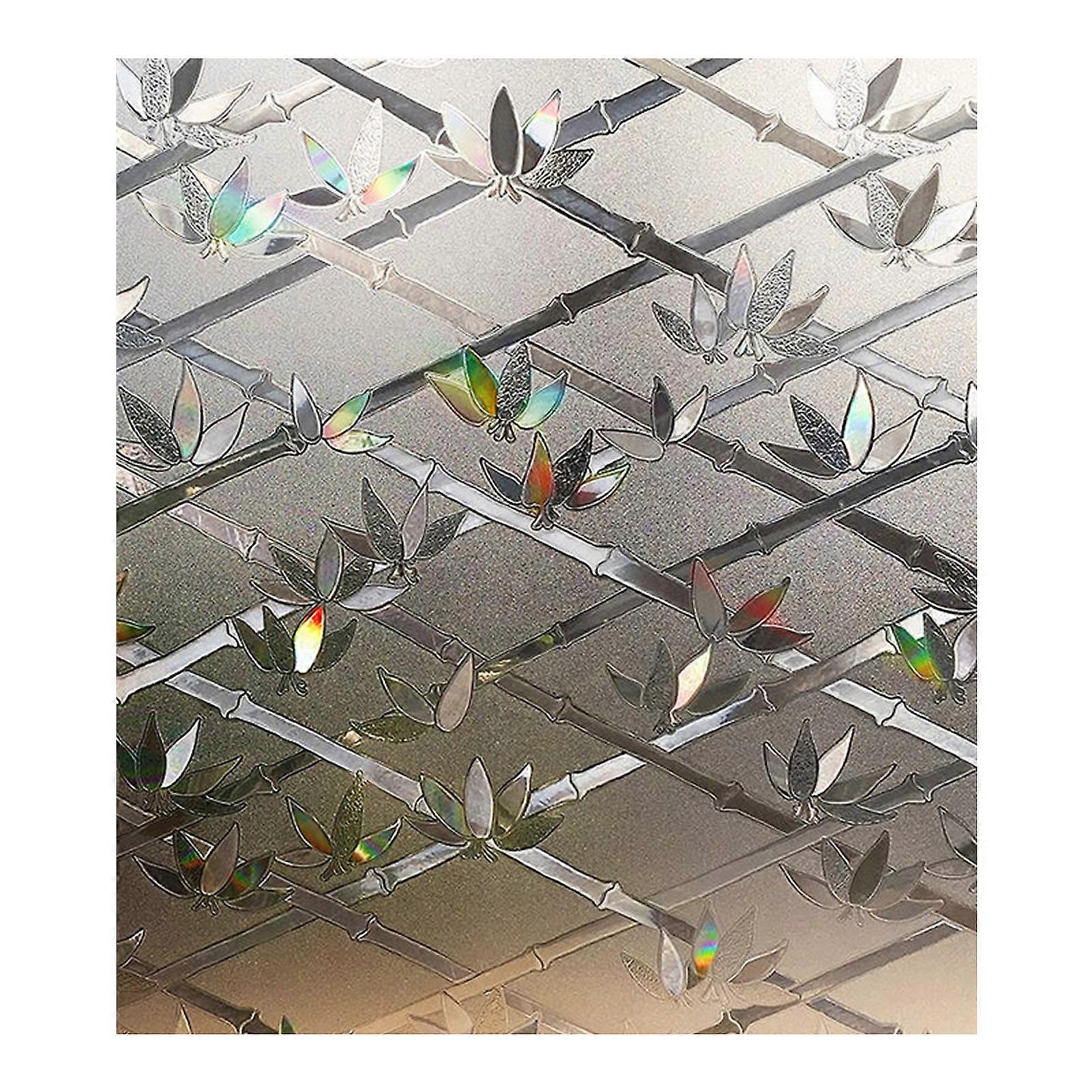 1 Sheet Wall Sticker 3D Anti-scratch Leaf Pattern Privacy Rainbow Static Sticker Household Supplies