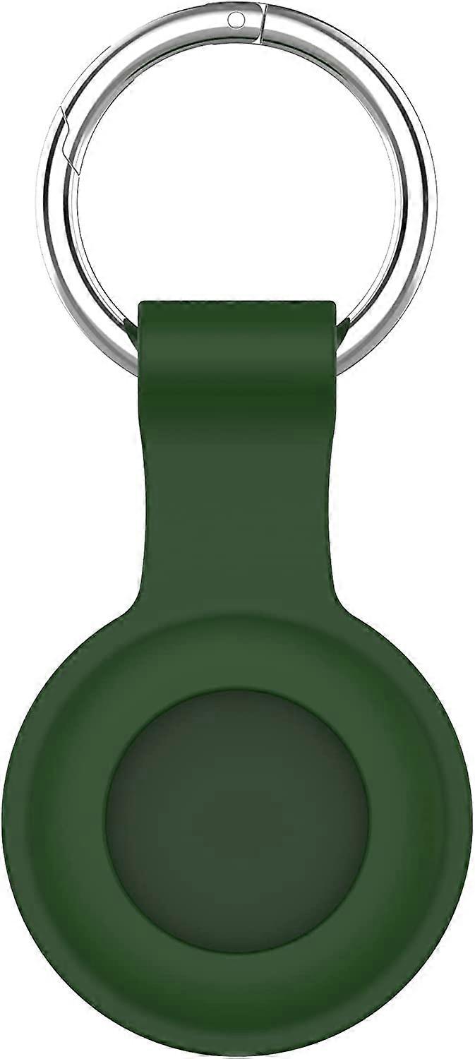 Compatible for AirTag Case Keychain ,Silicone Protective case Secure Holder with Key Ring (Green)