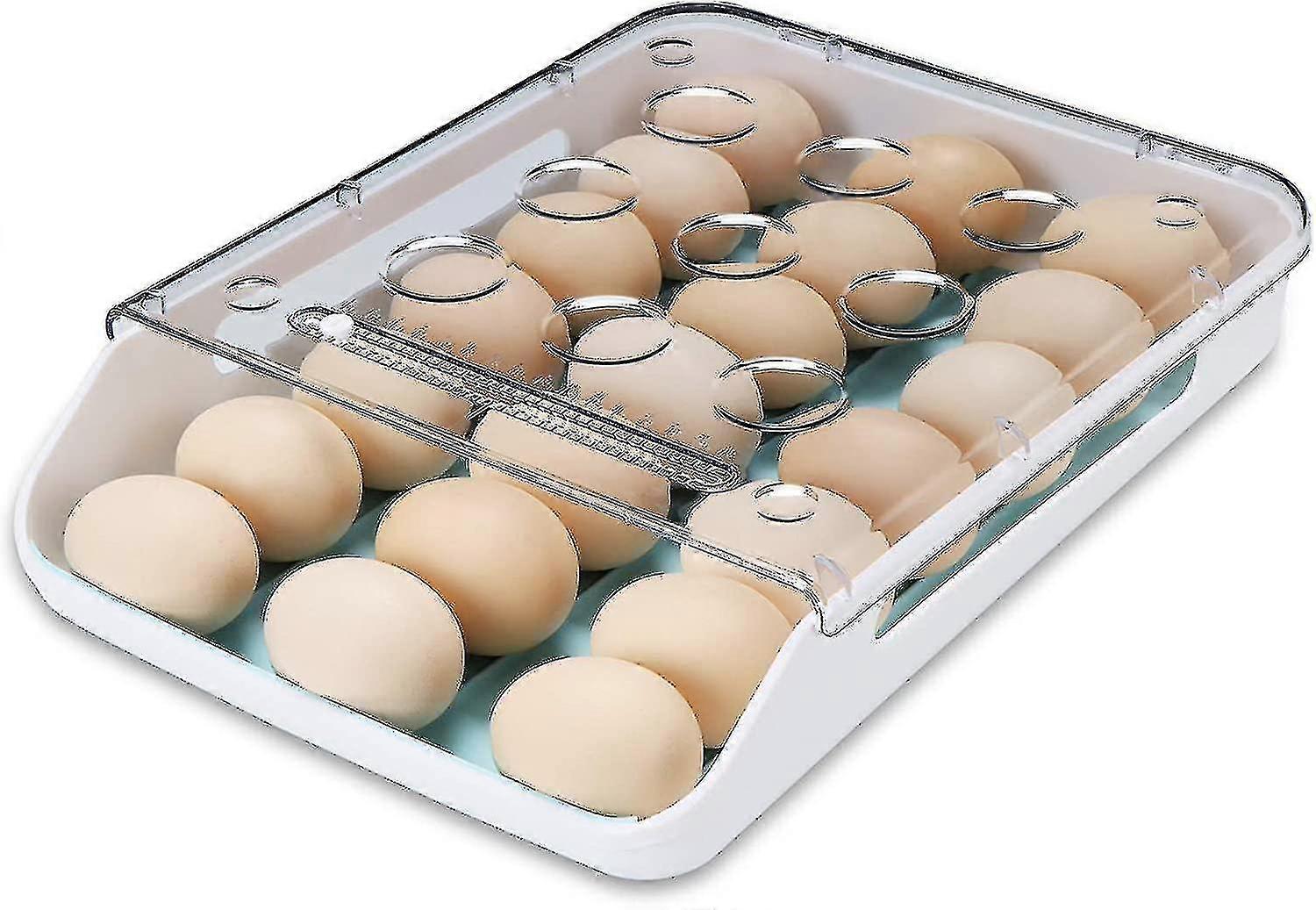 Stackable Self-rolling Egg Rack Non-slip Egg Tray Food Container 21 Eggs (grey)