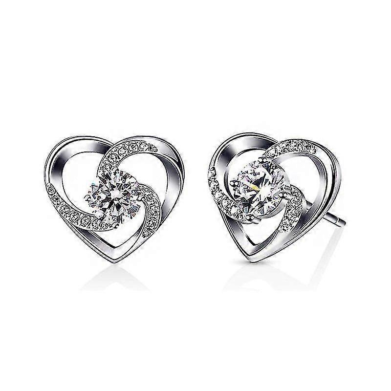 925 sterling silver crazy love heart studs earring sets