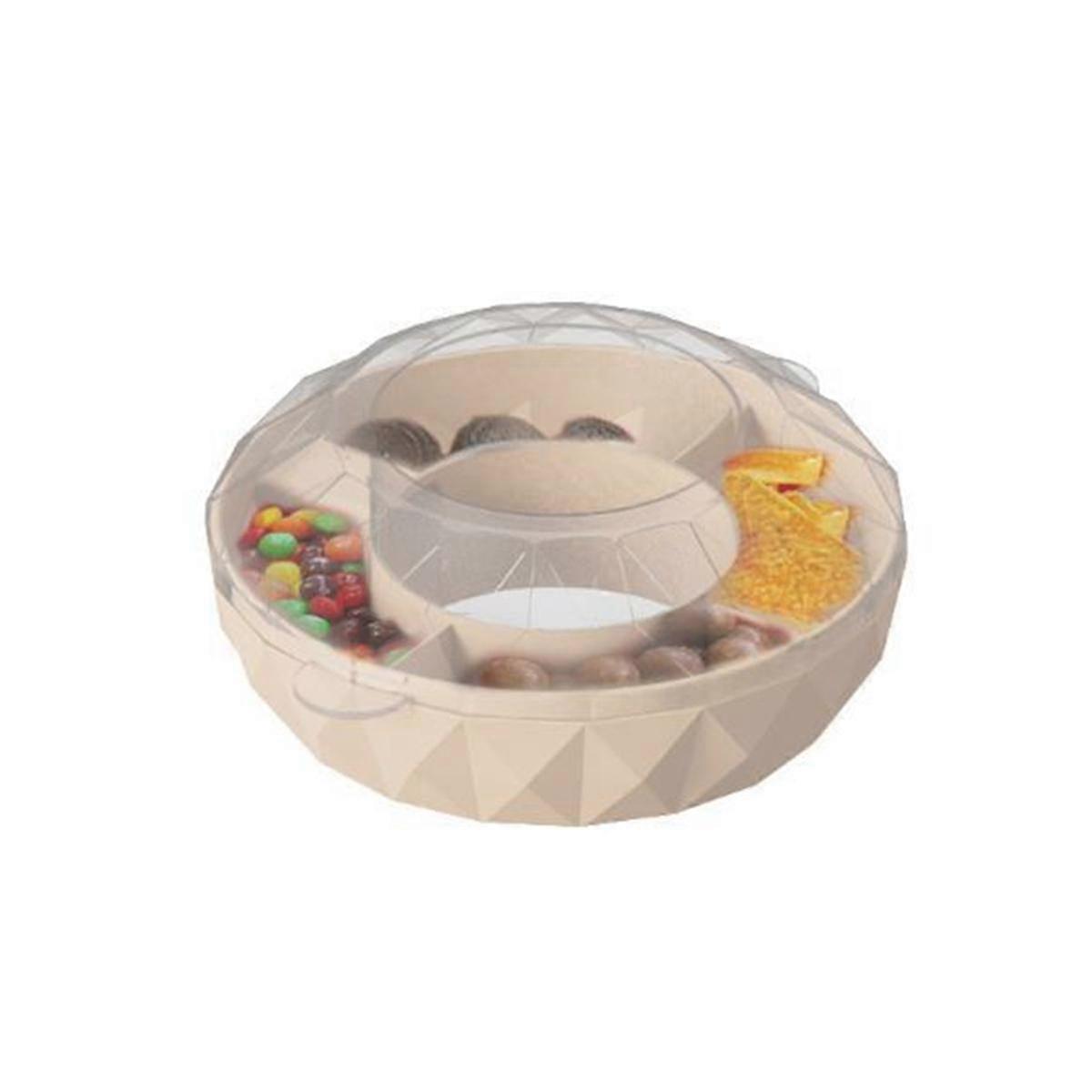 Snack Bowl for 40Oz Cup with Handle Reusable Snack Tray with 4 Compartment Snack Bowl -Cream Color
