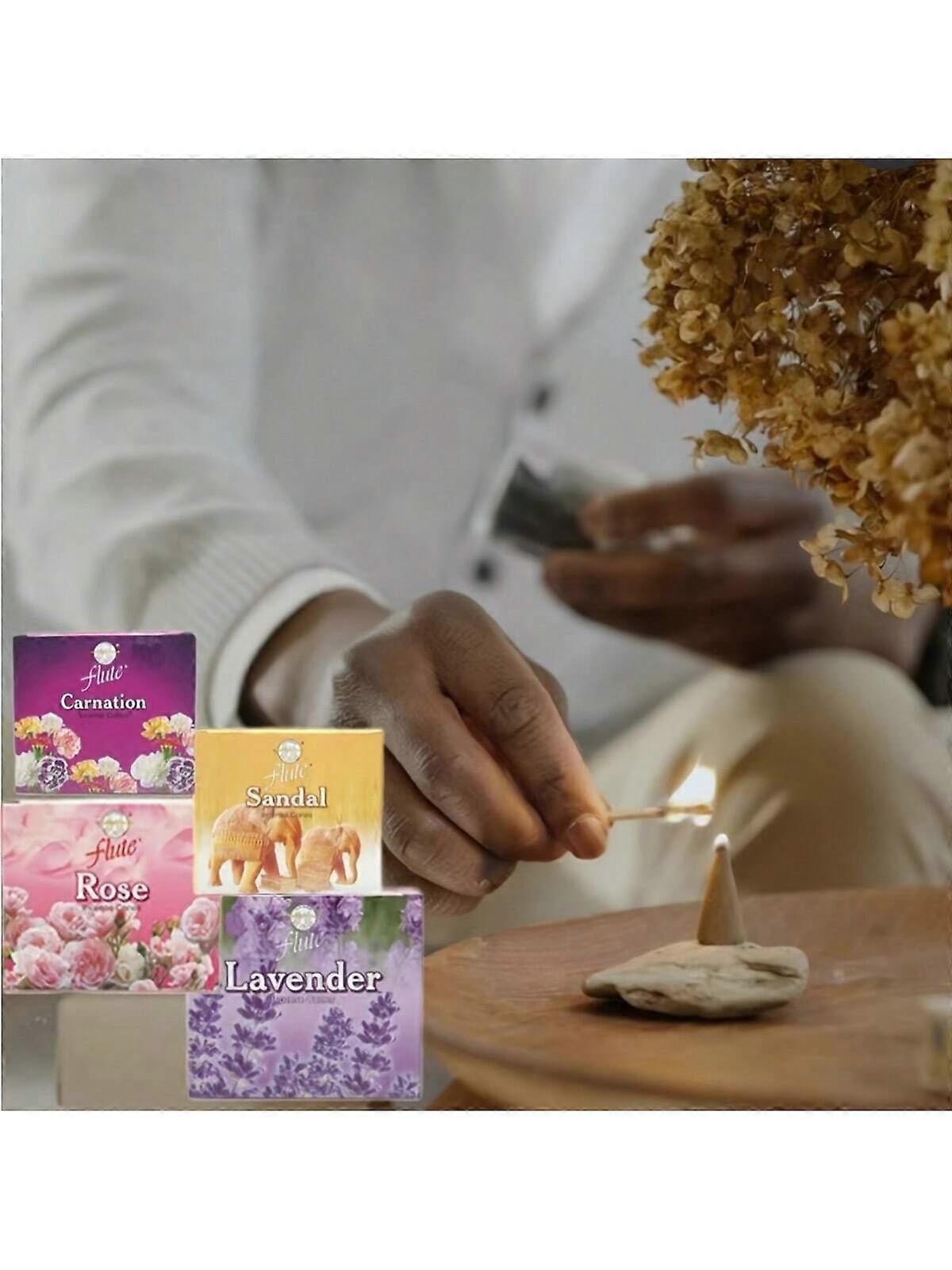 10 قطع / صندوق عطور متعددة مخاريط البخور الهندية - عطر منزلي للتطهير الداخلي والتأمل واليوغا والتنقية - جودة عالية وطبيعية