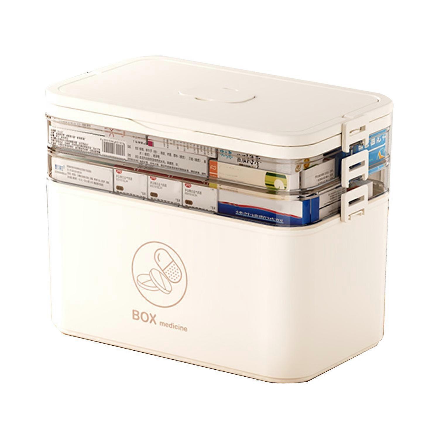 3-Tier Portable Pill Storage Box with Handle Large Capacity Multiple Compartments Multipurpose