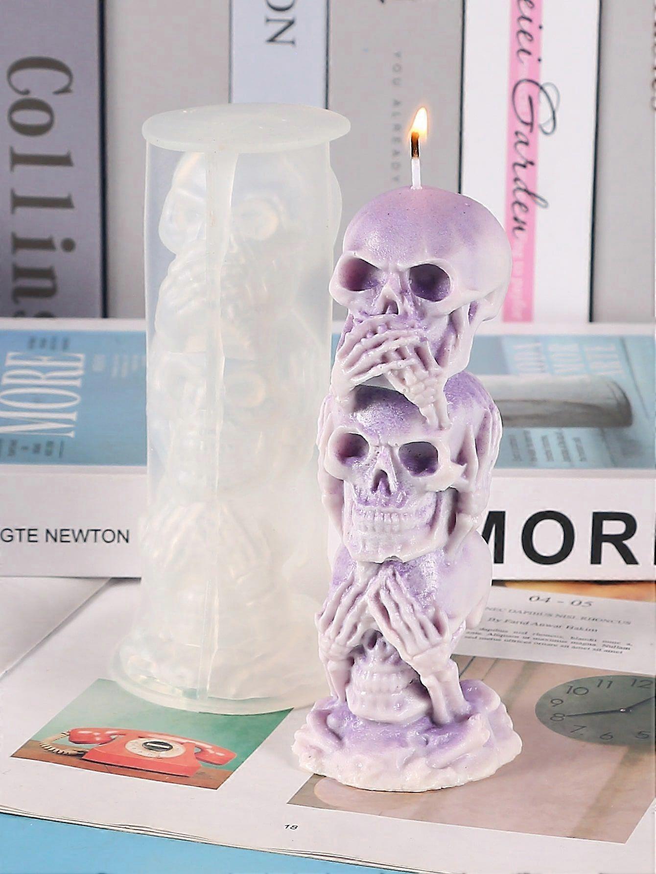 1pc Skull Candle Making Molds, Soap Making Molds, 3D Rubber Silicone Candle Epoxy Resin Soap Mold, DIY Mould For Making Aromatherapy Candles For Holid