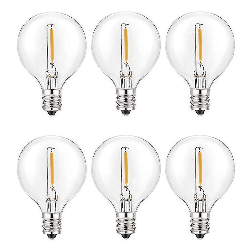 6Pcs G40 Led Replacement Light Bulbs, E12 Screw Base Shatterproof LED Globe Bulbs for Solar String