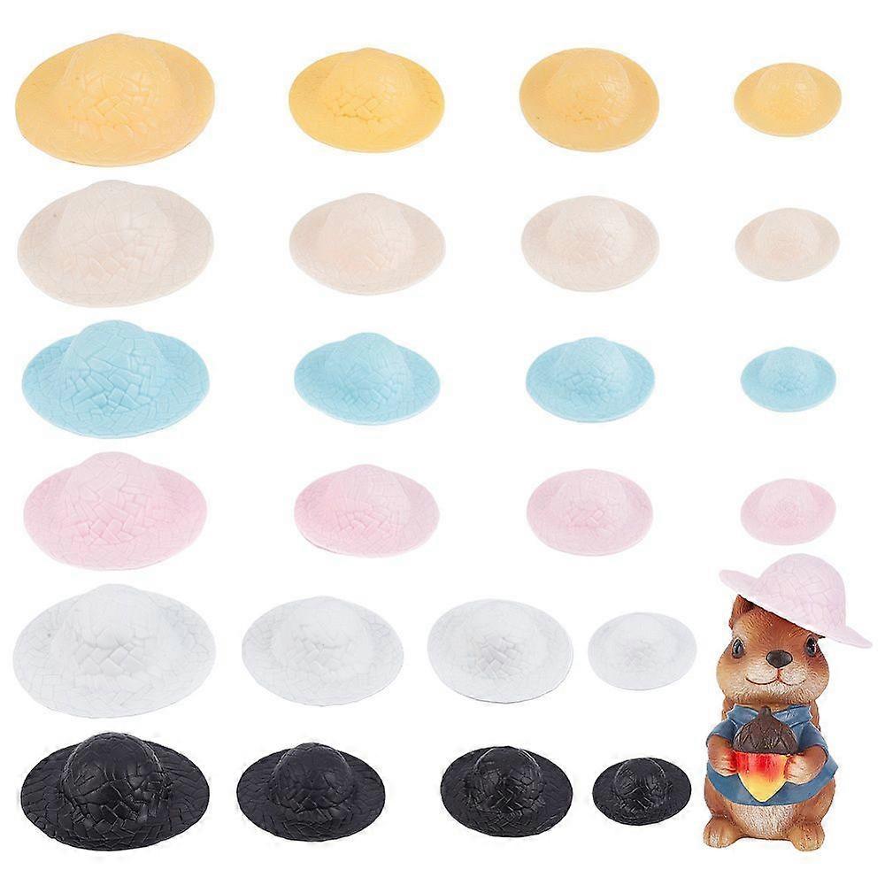 24Pcs Mini Handmade Plastic Doll Hats for Doll Accessories Mixed Color 37~79x13~31mm
