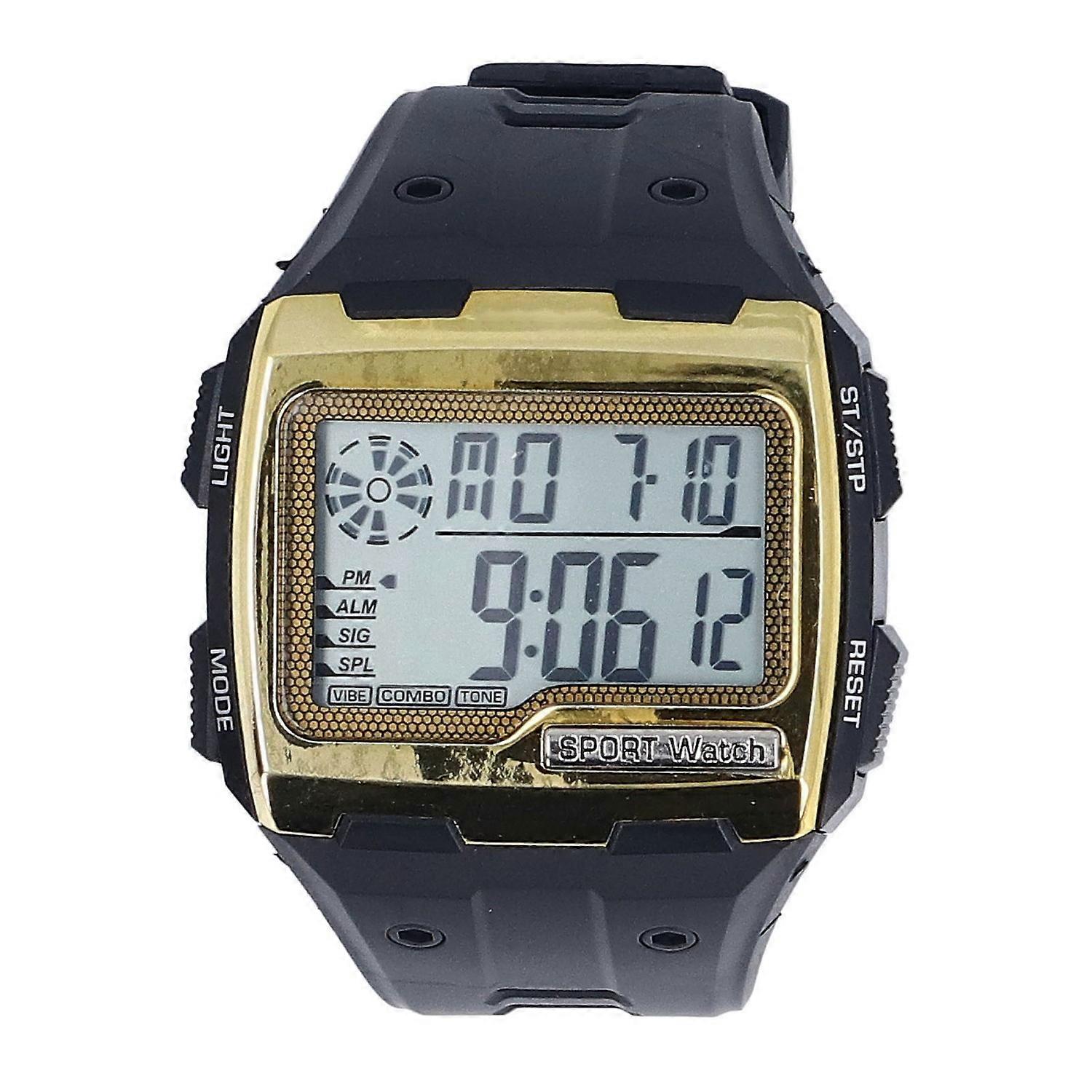 Digital Sport Watch Large Display LED Alarm Clock Shockproof 12/24 Hour System 50 Meter Waterproof M