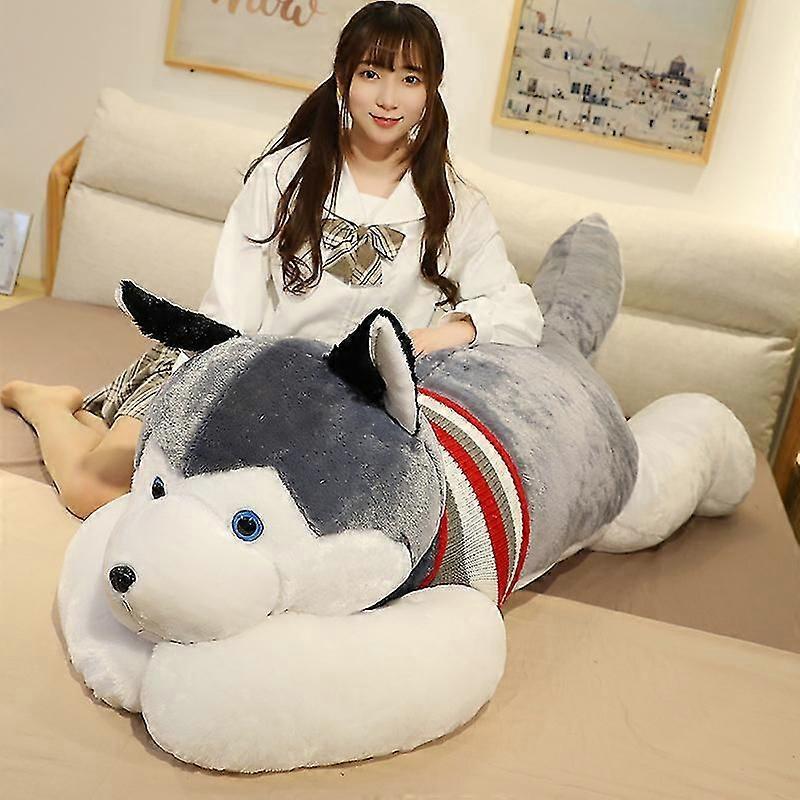 120cm Giant Dog Plush Toy Soft Stuffed Husky Long Pillow Cartoon Animal Doll Sleeping Pillow Cushion Home Decor Kids Gift