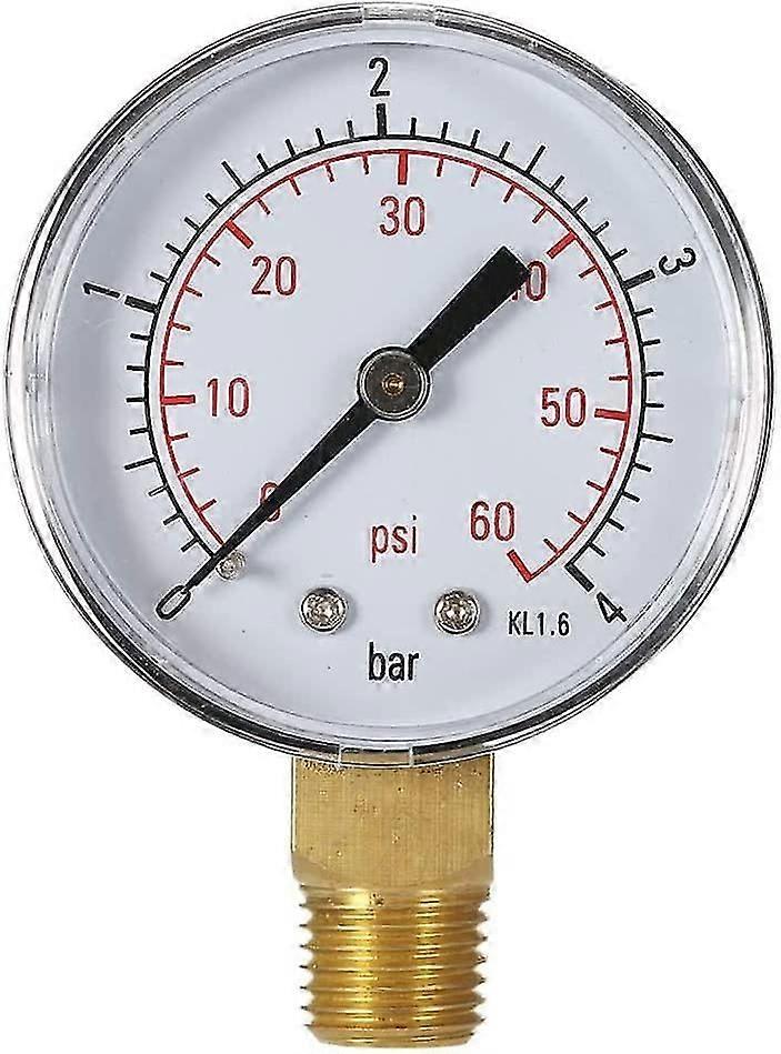 50mm 0~15 Psi 0~1 Bar Water Pressure Pool Filter Hydraulic Dial Gauge Pressure Gauge 1/4" Npt Thread
