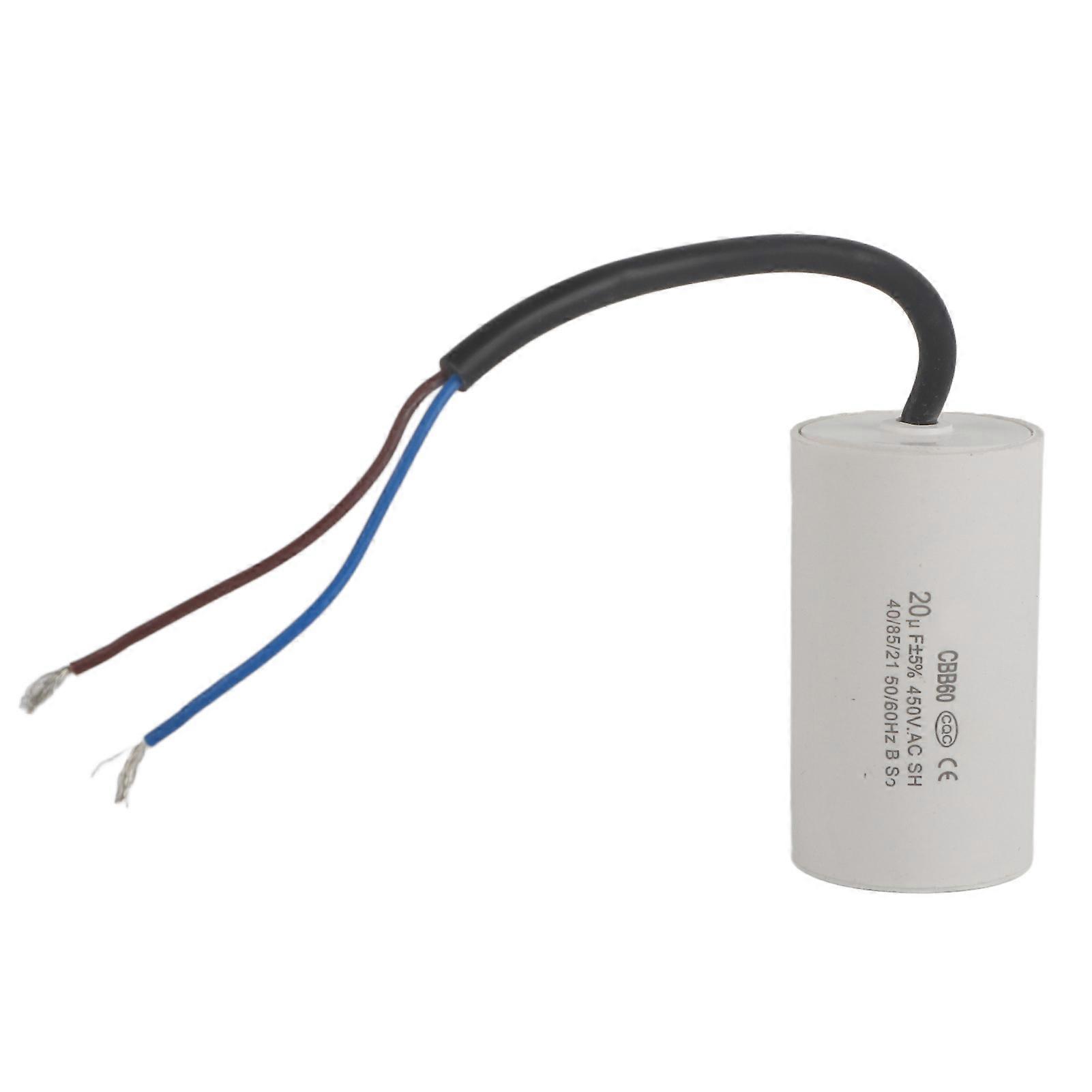 CBB60 Motor Starting Capacitor 450V 20uF Microfarad Capacitor with Wire Lead