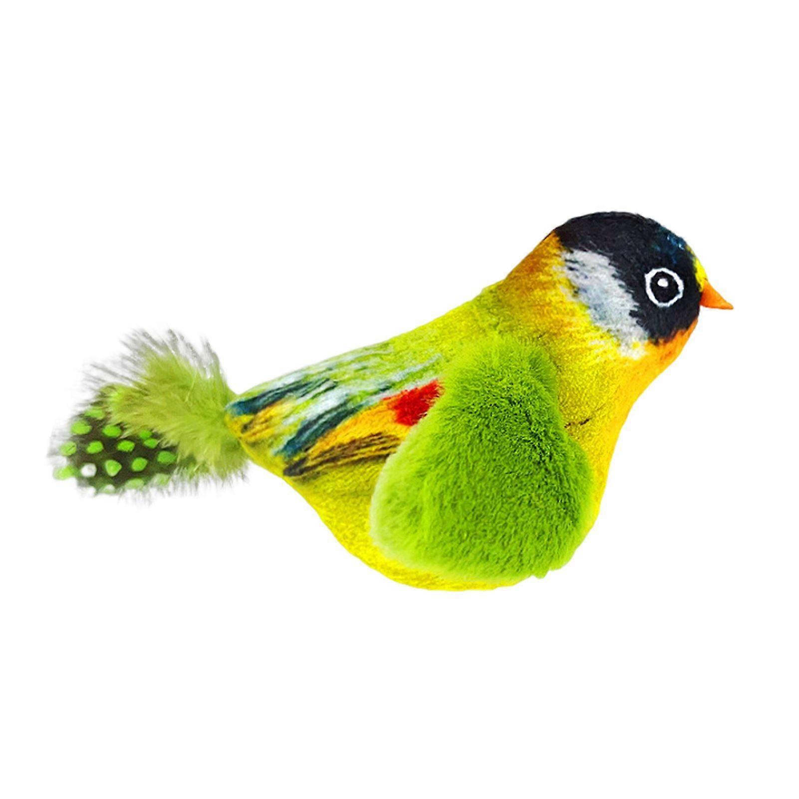 Flapping Bird Cat Toy with Realistic Bird Sound Interactive Chirping Bird Stimulates Hunting Instinct Simulated Flying Bird Plush Kitten Exercise Toys