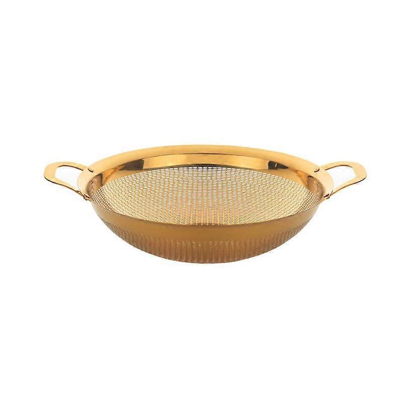 Gold Stainless Steel Colander - Large Legged Pasta Draining Basket with Durable Construction and Easy Grip Handles