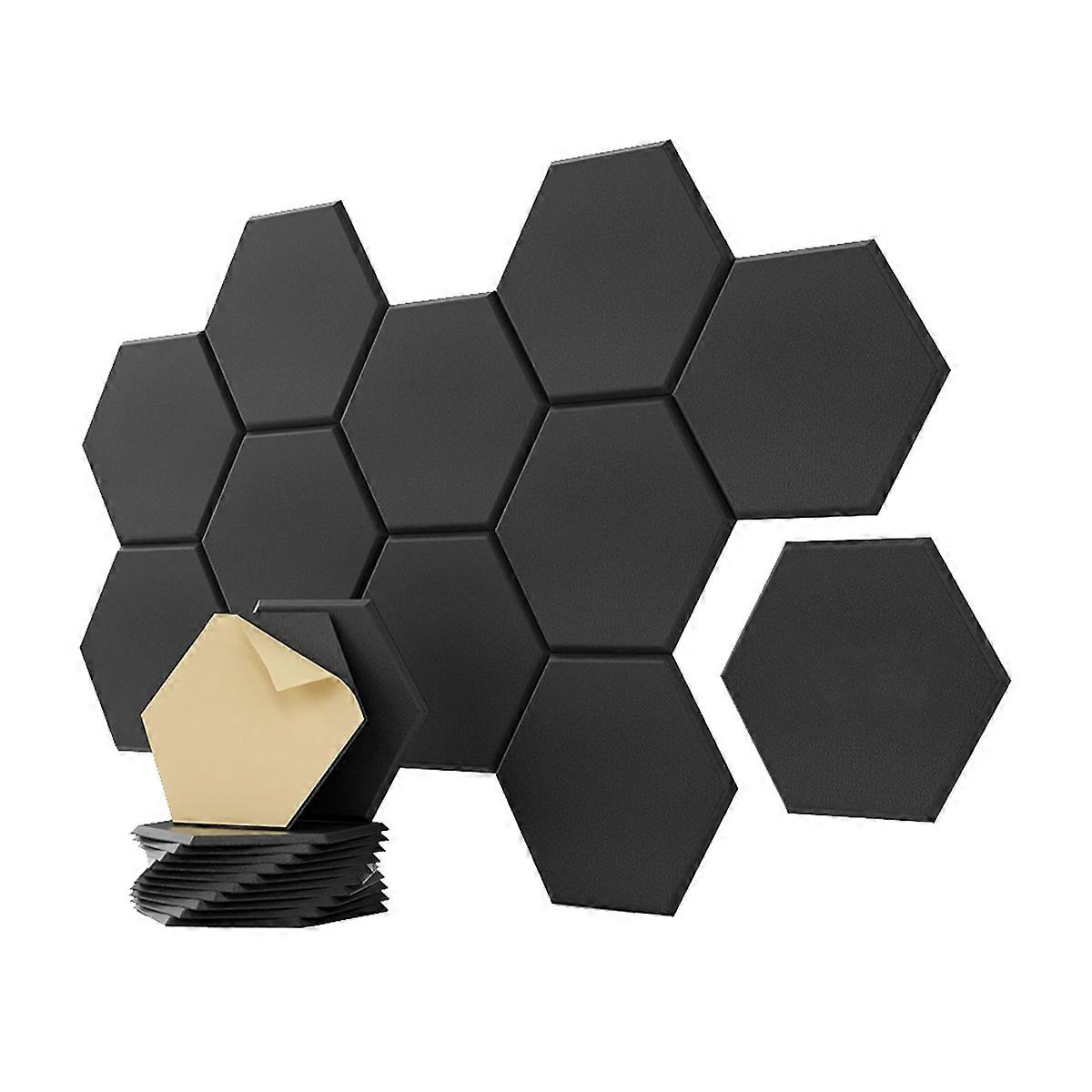 12 Pack Acoustic Panels Sound,12 X 10 X 0.4 Inch Hexagon Self Adhesive Sound Proof Panels,for Bedroom,Home,Studio Black
