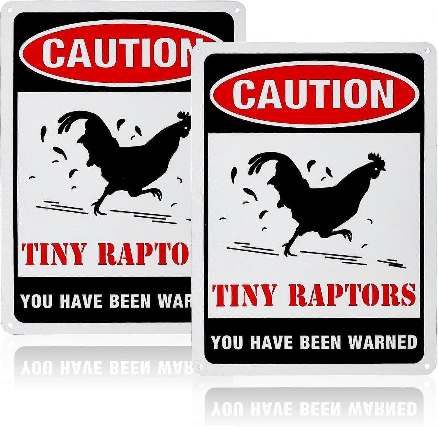 2 Pack Προσοχή Tiny Raptors Sign, Aluminum Funny Chicken Coop Sign για εσωτερική ή εξωτερική χρήση, Reflec