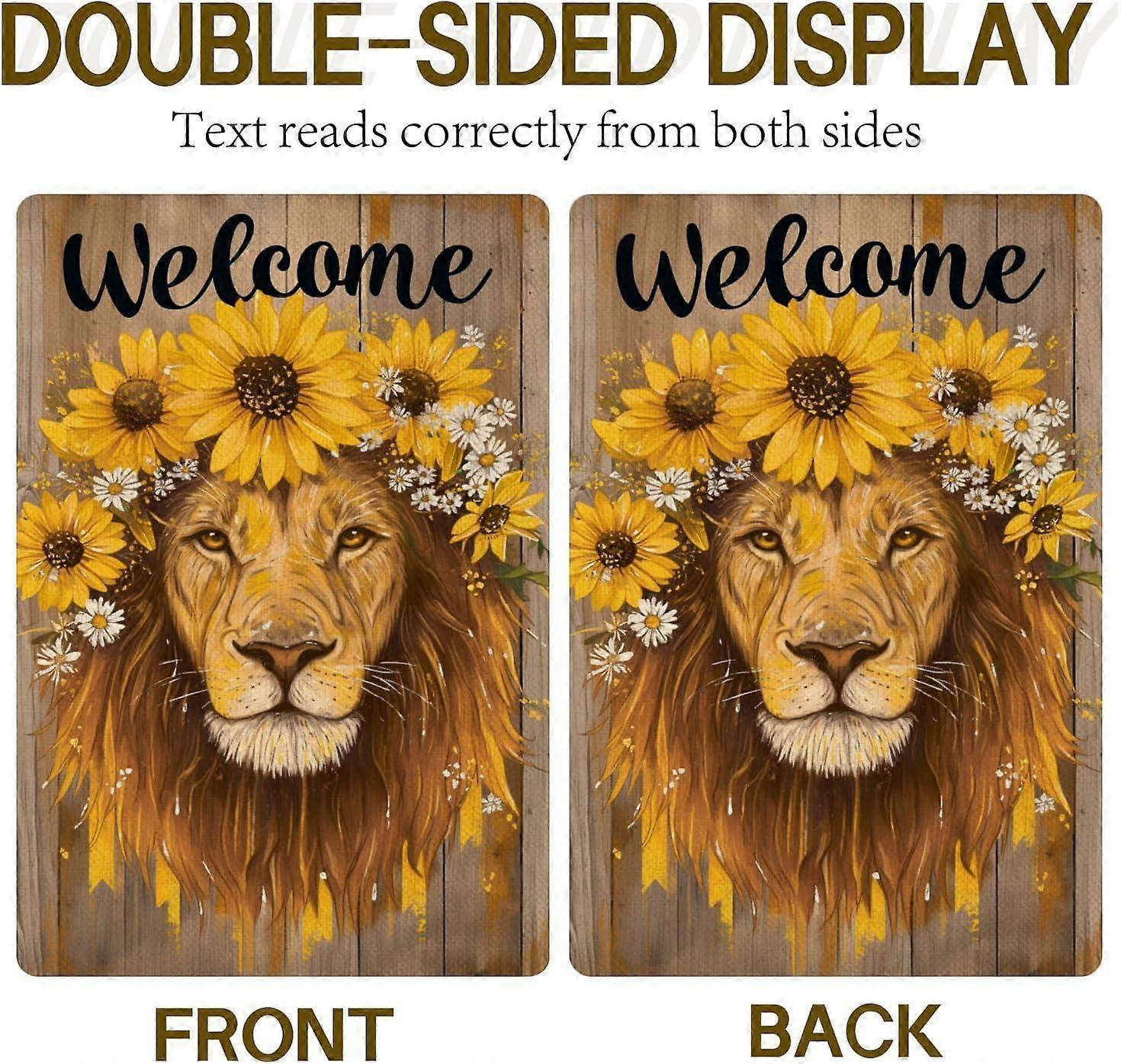 Bem-vindo Leão Bandeira de Jardim Dupla Face 28x40 Polegada Verão Girassol Margarida(5218)