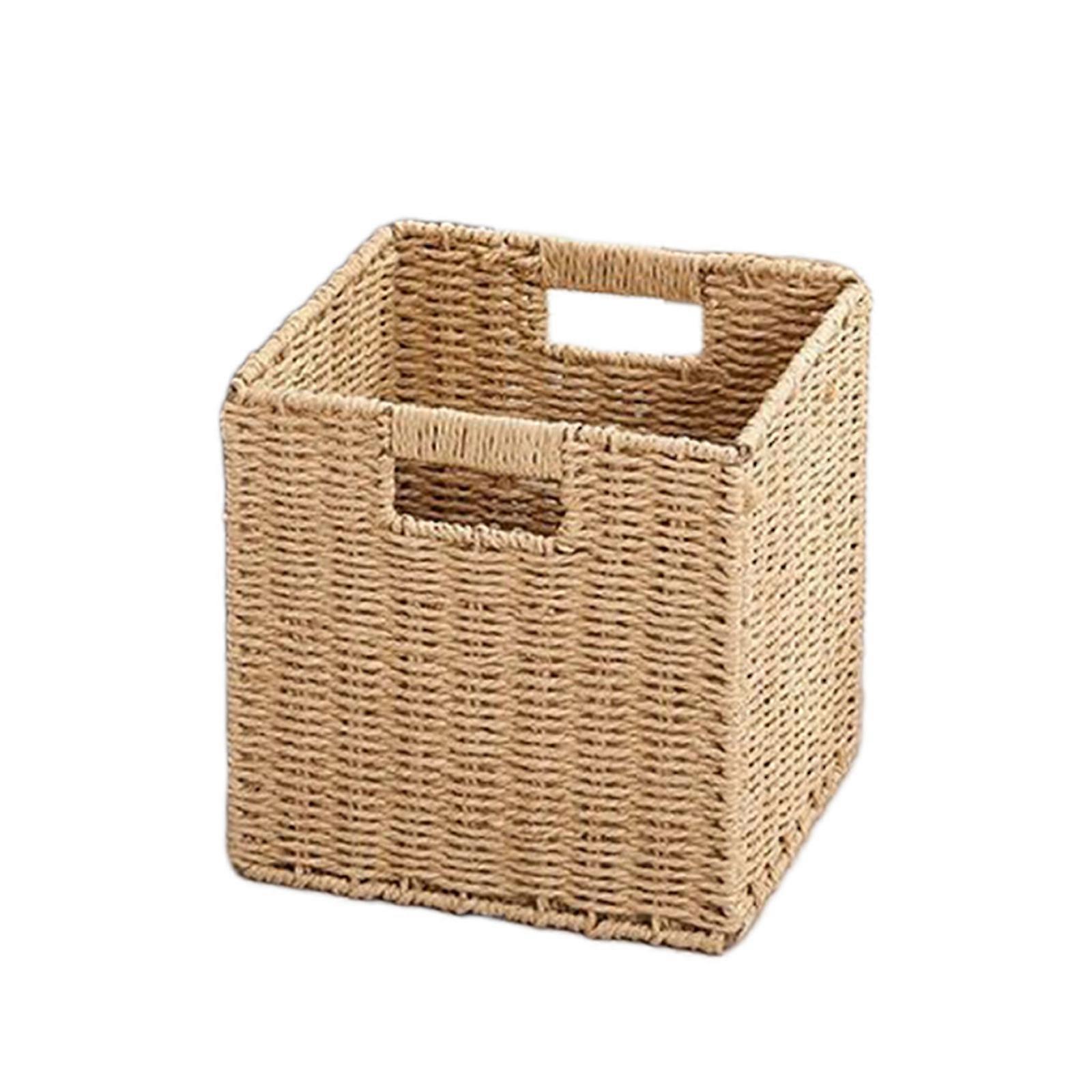 Imitation Rattan Foldable Storage Basket, Home Clothes and Snacks Organizer, Multi-purpose Storage Box