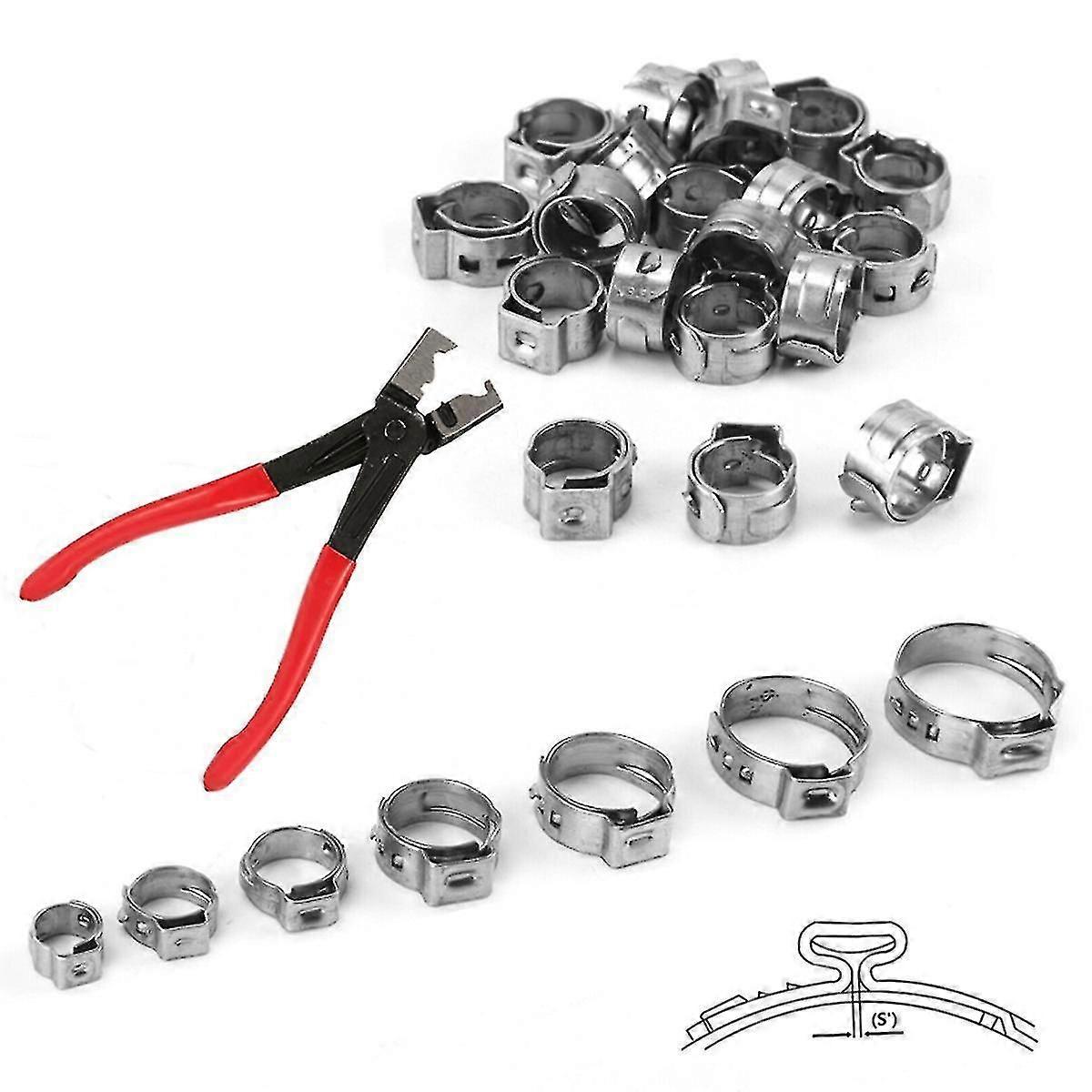 unico 130pcs singolo orecchio stepless fascette stringitubo set 7-21mm 304 fascette stringitubo in acciaio inox con fascetta stringitubo p