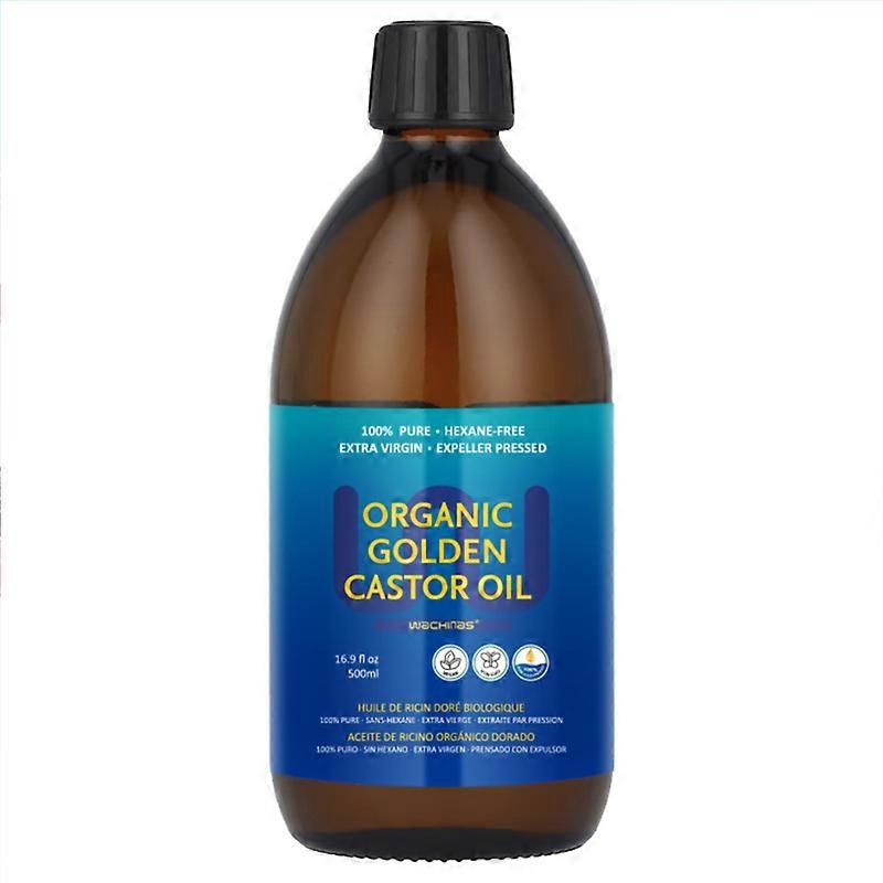 Ulei de ricin auriu organic | 100% Pure pentru păr, piele, unghii, sprâncene și gene | Fără hexan | Tratamentul scalpului Hrănitor | 500ML
