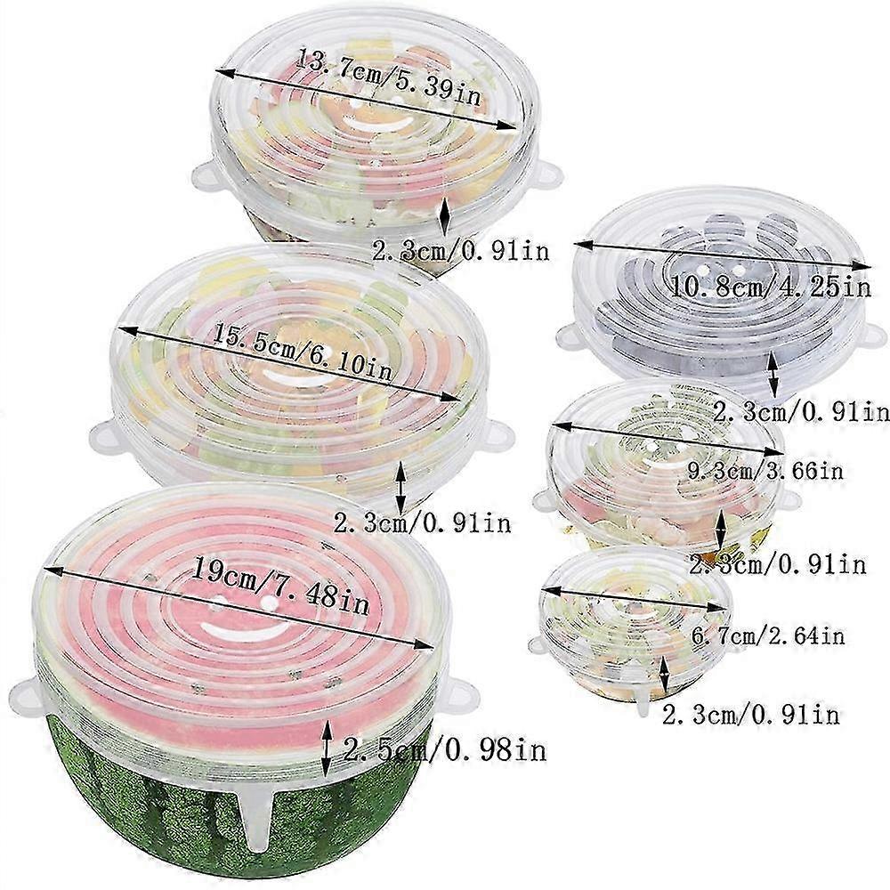 6Pcs Silicon Elastic Cover Universal Food Packaging Capace întinse pentru bol Pot Vas Reutilizabil Alimente proaspete Capac 6 dimensiuni SMTX f26