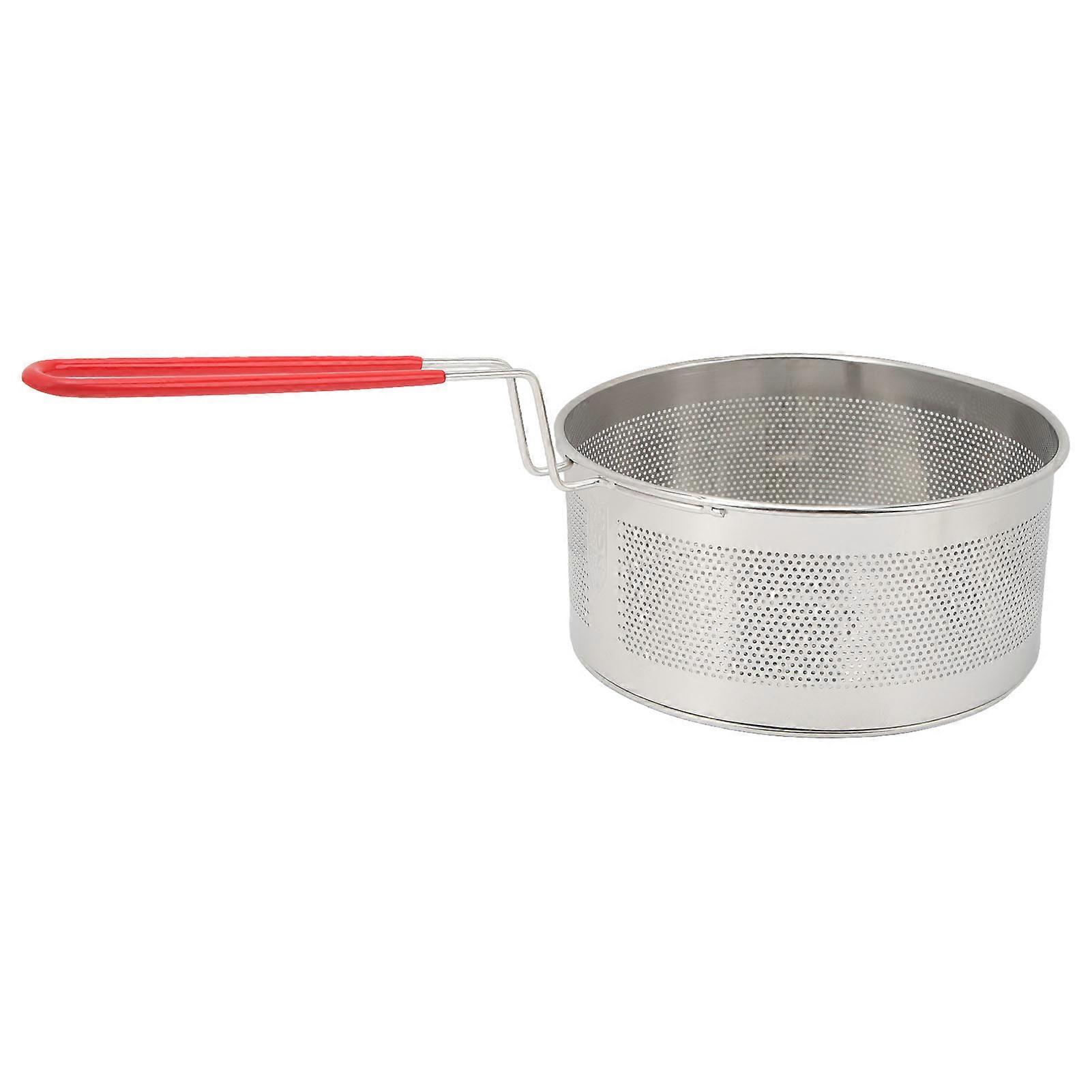 Cestello per friggitrice profonda da 20 cm Cestini rotondi in acciaio inossidabile con manico per patatine fritte Anelli di cipolla Pasta di pollo