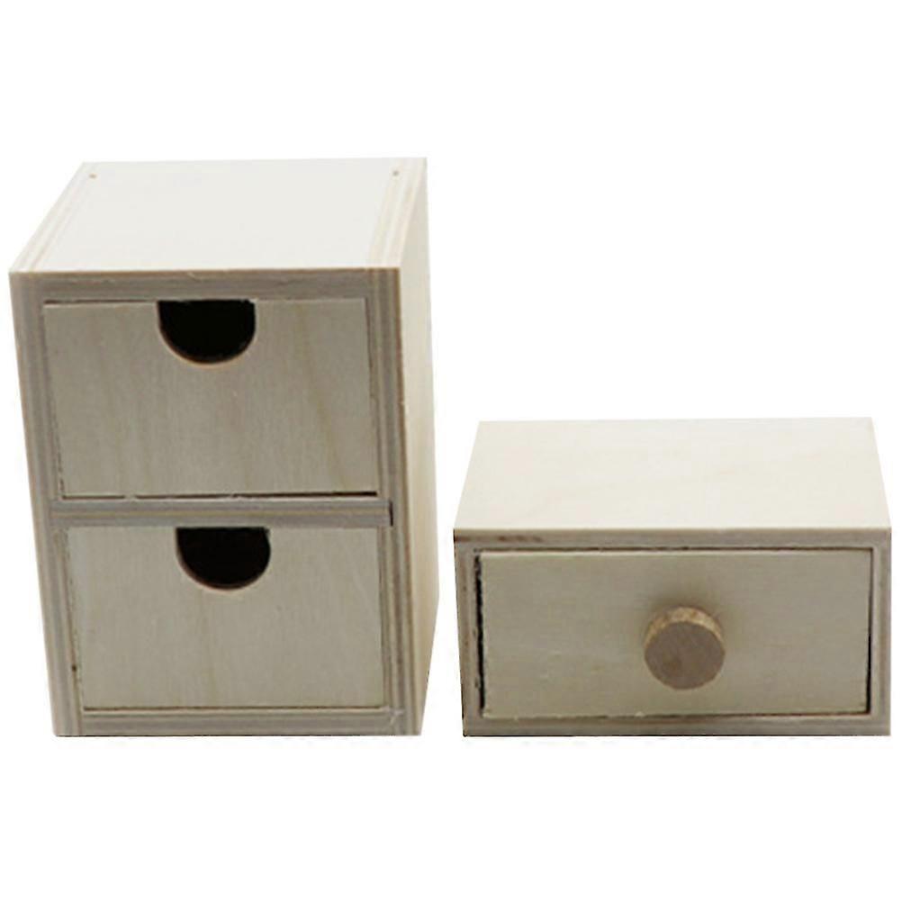2pcs Wooden Small Drawers Unpainted Blank Small Drawers DIY DIY Wood Small Drawers