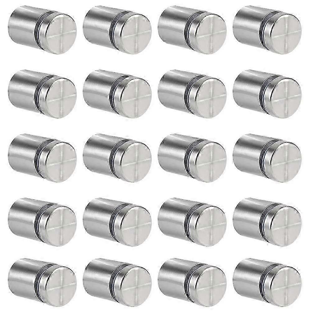 20 قطعة فاصل زجاجي ، مسامير فاصل 19 × 25 مم ، مسامير إعلانية مثبتة على الحائط من الفولاذ المقاوم للصدأ ، لللوحات وشاشات عرض اللافتات (فضي)