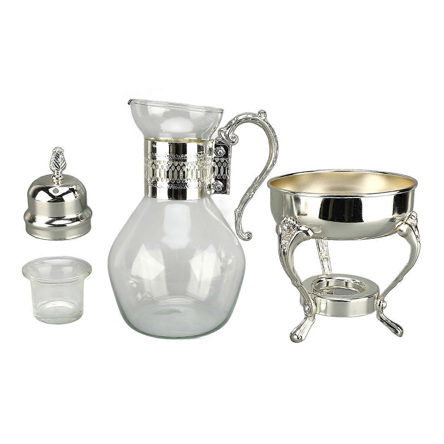 Glass Coffee Pot Set Heatable Water Pitcher with Lid and Cup Vintage Style Hot Cold Tea Kettle for H