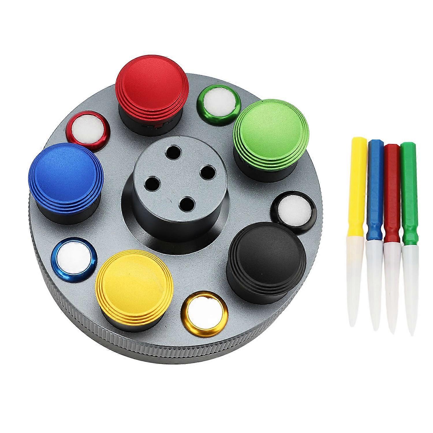 5 Watch Oil Cup with 4 Oil Pen Metal Turntable Repair Accessories Watch Oiler Assortment Kit for Mai