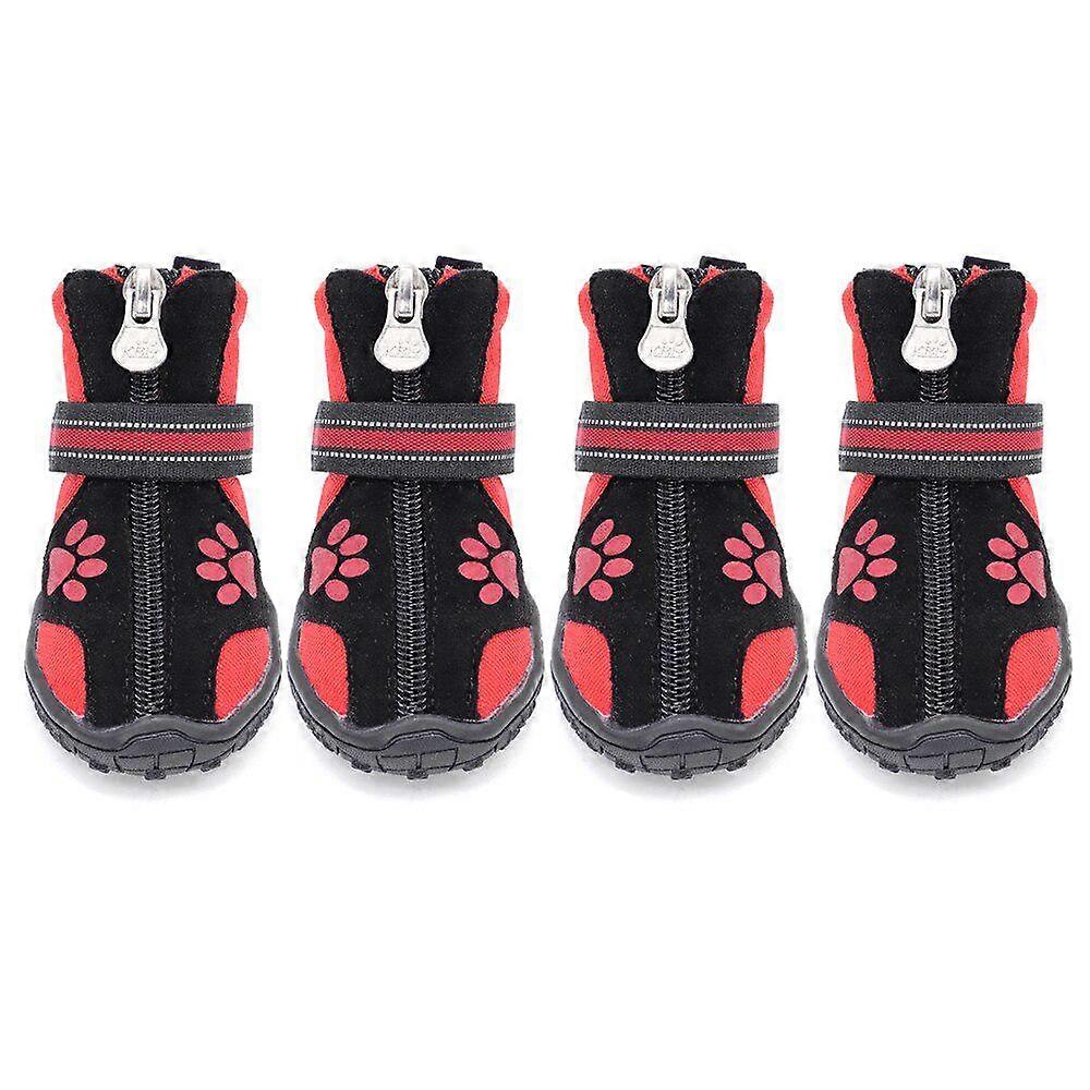 4pcs Warm Winter Dog Shoes Reflective Pet Shoes Boots Socks Non-slip Dog Shoe Bootie Snow Boots For Small Large Dogs