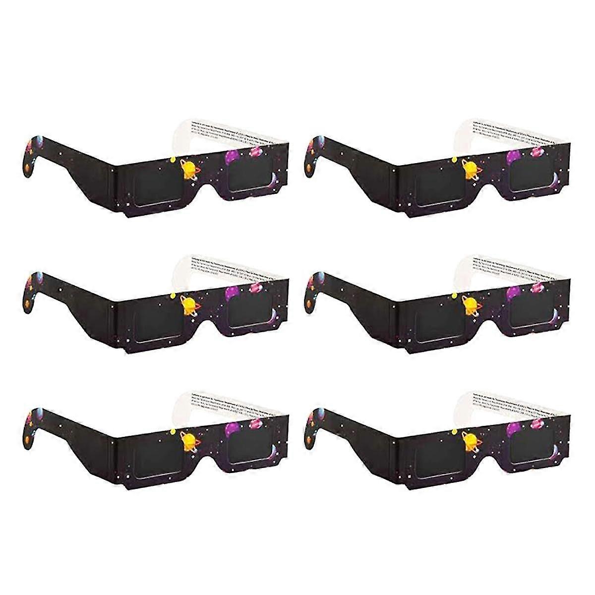 6-Piece Direct Sun Viewing Eclipse Glasses with Solar Paper Shades for Safe Observation
