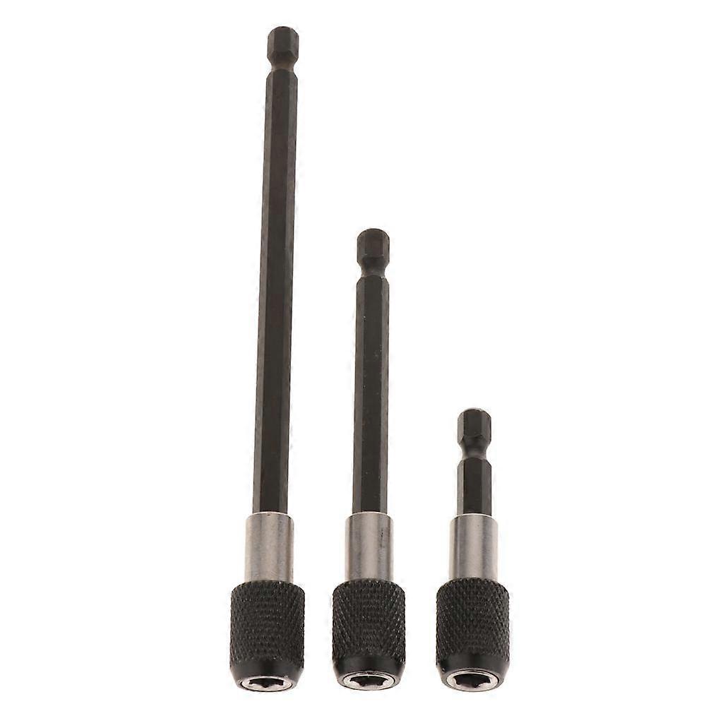3Pcs 1/4 Screwdriver Extension Quick Release Hex Shank Holder Drill Bits Black