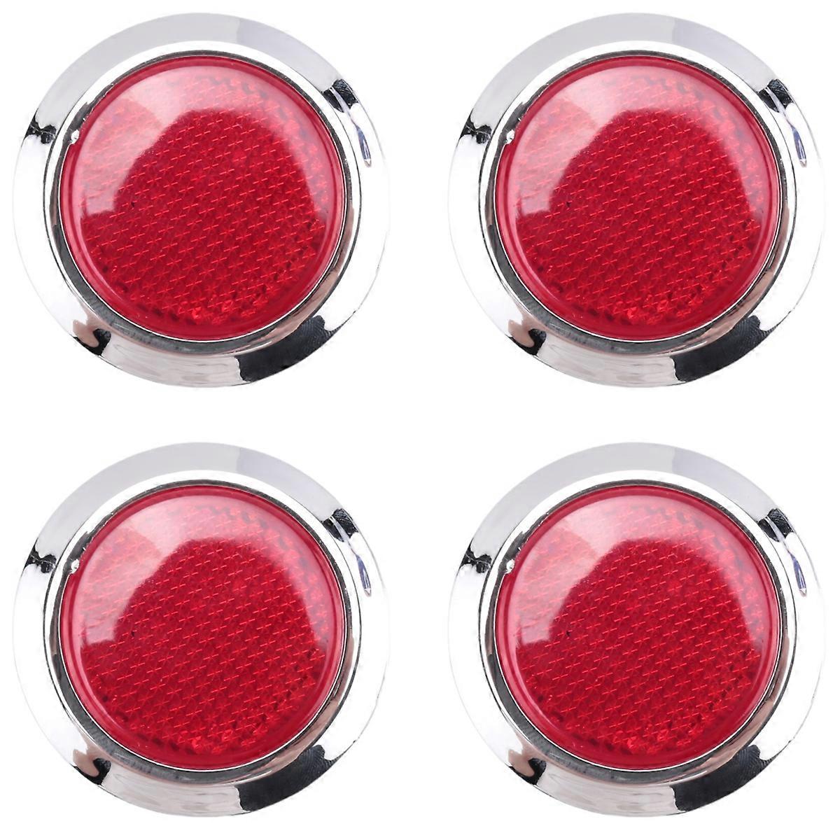 4 Pcs Auto Car Plastic Round Reflective Reflector Sticker Red
