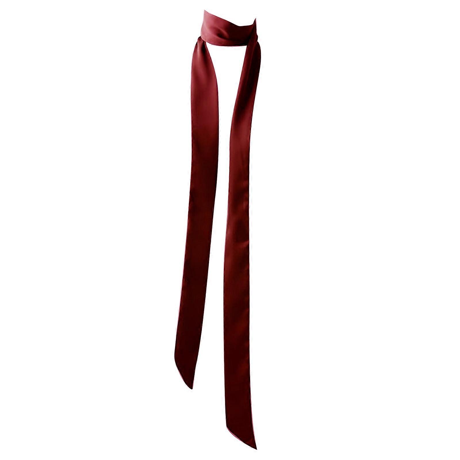 Bandeau à cheveux long en ruban pour femme, foulard ajustable en soie, élégant, noué à la main, bordeaux