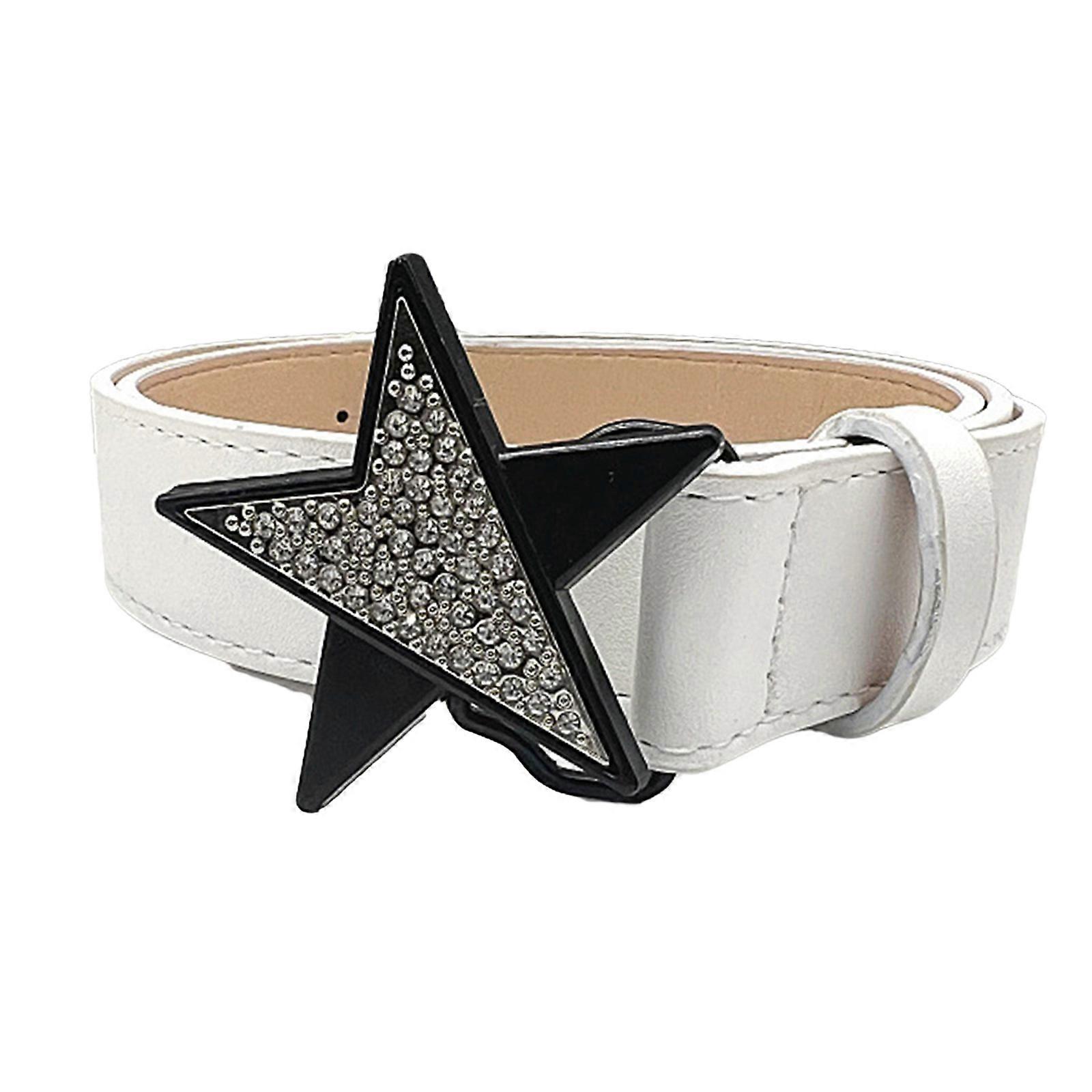 Adult Glitter Star Buckle Ζώνη Μέσης Ρυθμιζόμενη Πόρπη Καρφίτσα Ζώνη Μέσης Harajuku Style Στρας Ζώνη Μέσης για Nightclub Λευκό
