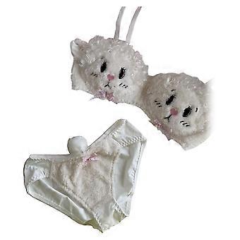 Cartoon Anime Lingerie for Women Cartoon Sheep Students Underwear Set Plush Bras with Panty Set Winter Soft Bikini Gifts  White XL