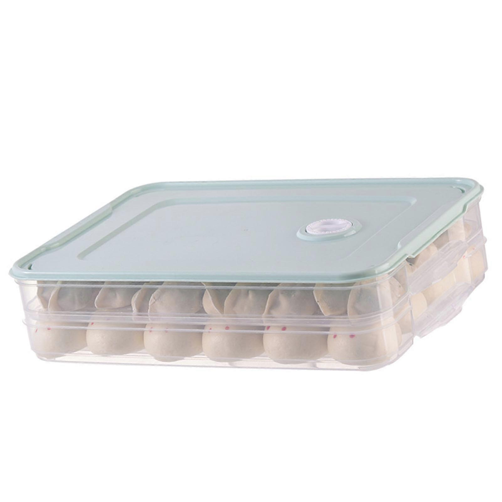 Transparent 2-Layer Refrigerator Dumpling Storage Box with Lid 250g