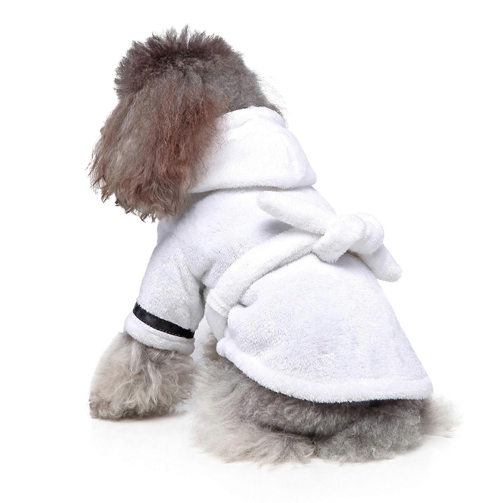 Puppy Dog Nightgown Breathable Puppy Bathrobes Comfortable Wear Solid Color Warm Pet Apparel Soft and Stretchy  White XL