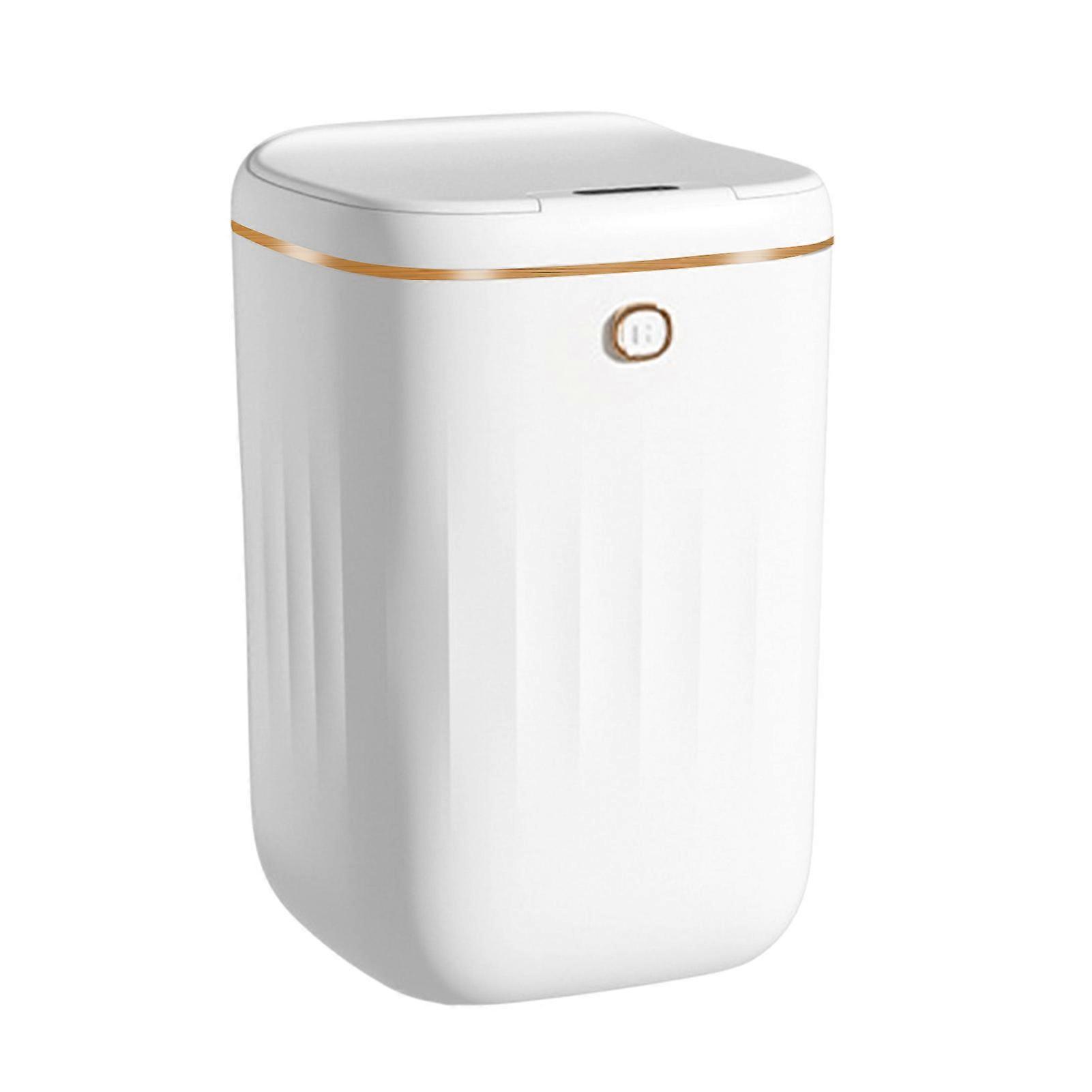 20L Touchless Automatic Trash Can, White Golden, 25x32x25cm