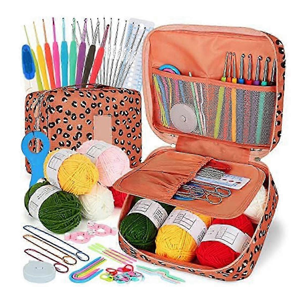 58-Piece Portable Beginner Crochet Kit with Ergonomic Hooks for Travel and Crocheting