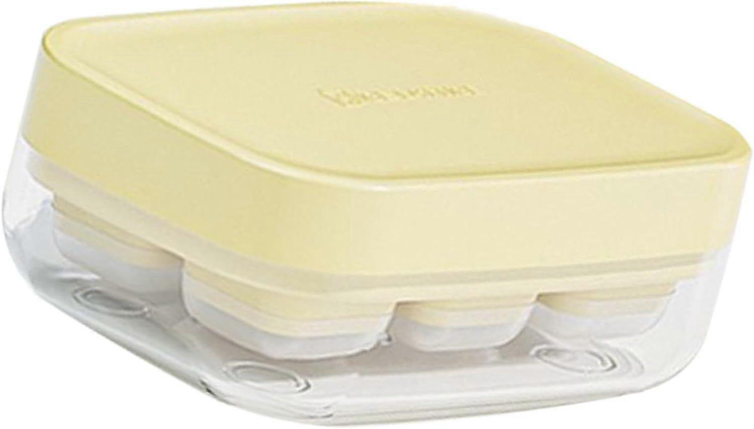 Ice Mold, Durable Soft Bottom Stackable Home Ice Tray (Yellow)
